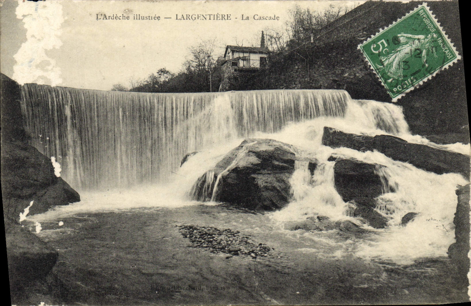 VINTAGE POSTCARD Illustrated Ardeche Largentiere the Cascade