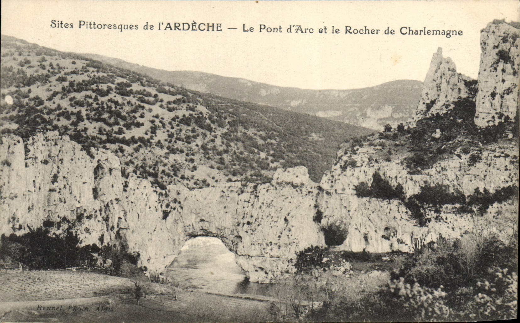 VINTAGE POSTCARD Picturesque Sites Of Ardeche the Bridge of Arc And the Rock De Charlemagne