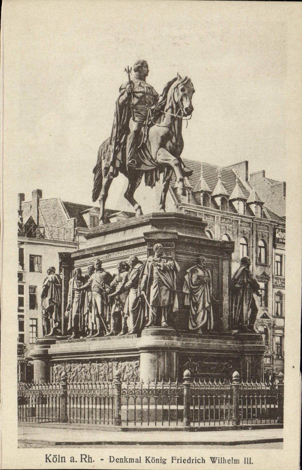 La POSTAL Koln de la VENDIMIA tiene derecho Denkmal Koing Friedrich Wilhelm III