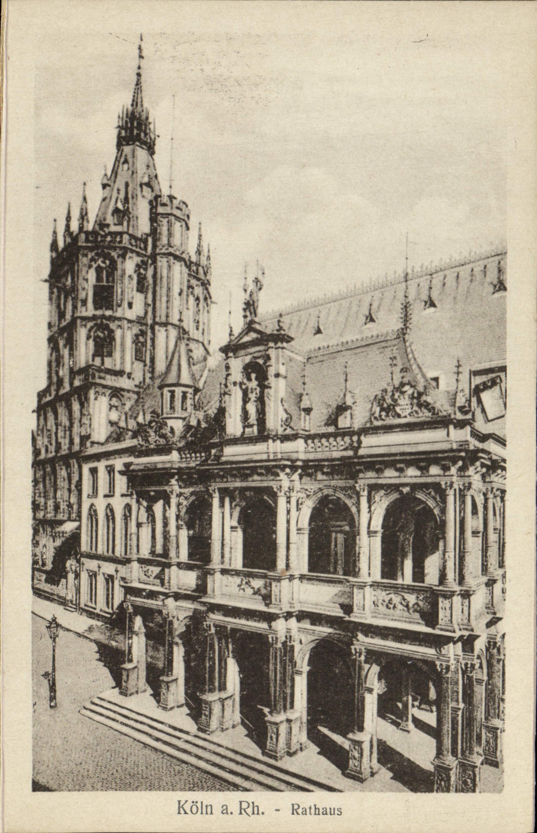 La POSTAL Koln de la VENDIMIA tiene derecho Rathaus