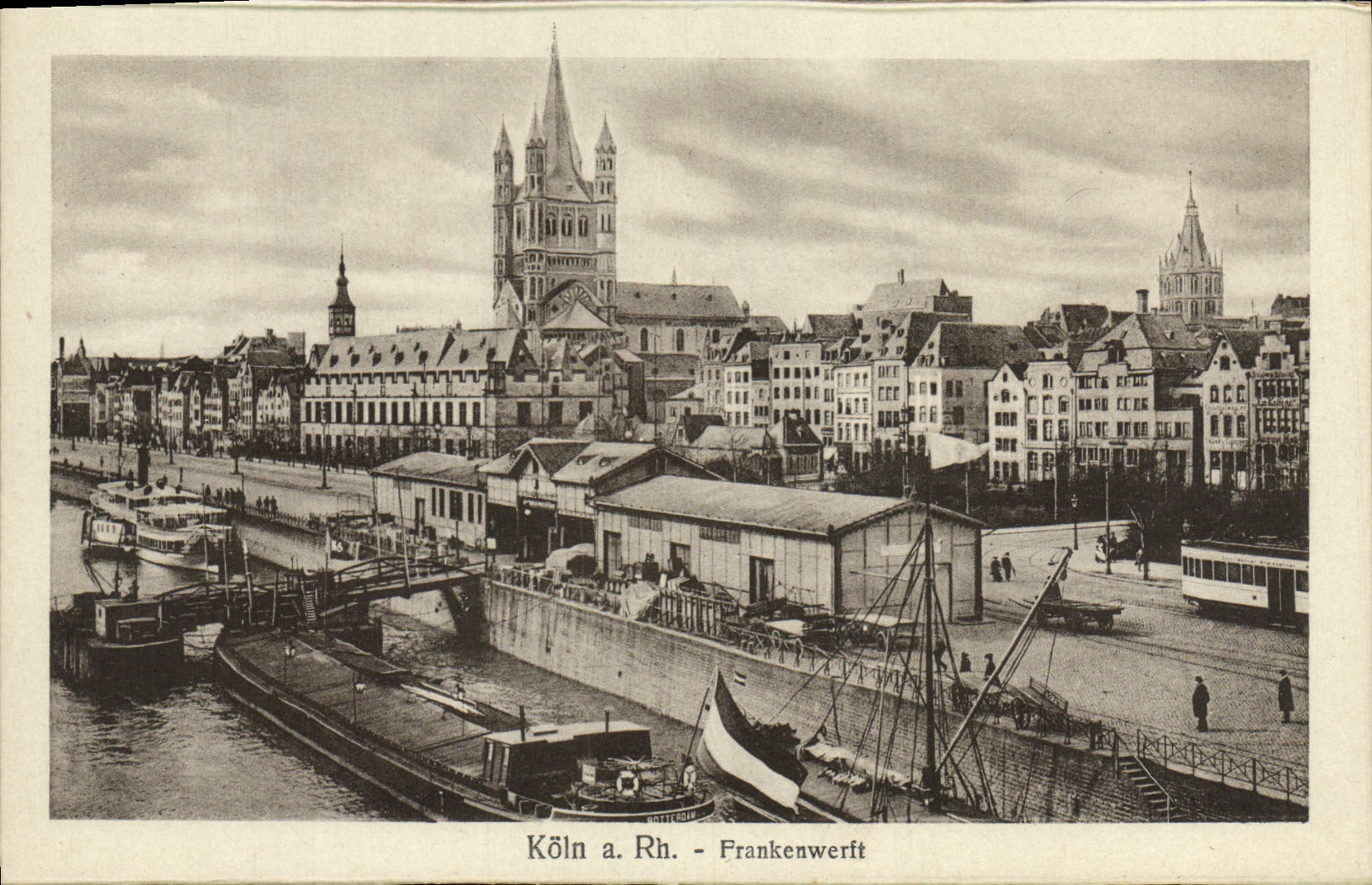 VINTAGE POSTCARD Koln has Rh Frankenwerft Bateaux