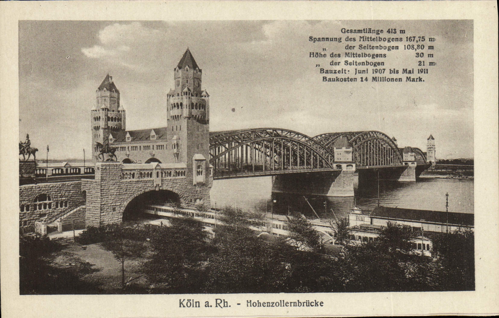 La POSTAL Koln de la VENDIMIA tiene derecho Hohenzollernbrucke