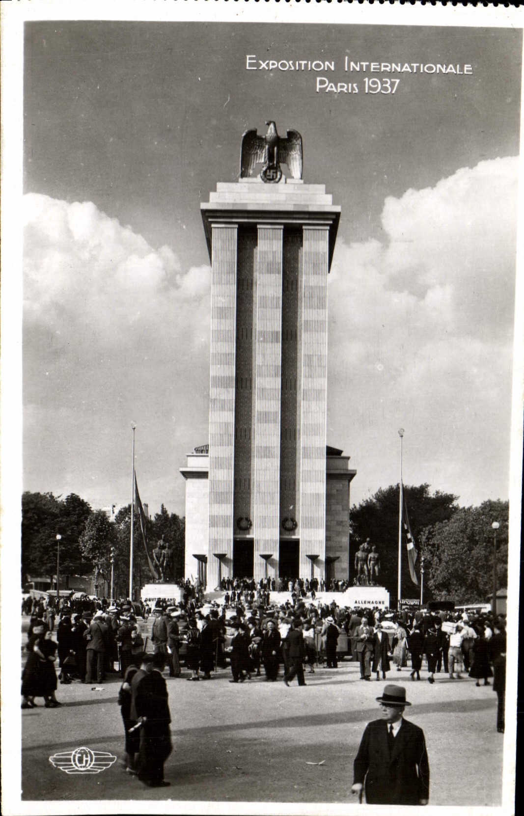 VINTAGE POSTCARD International exhibition Paris 1937 House of Germany Flag Nazi