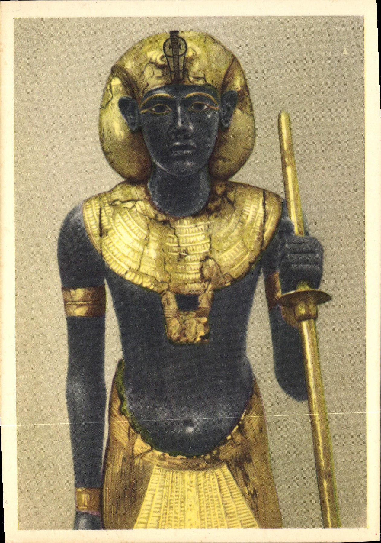 CPA Tut Ank Amen's Treasures Life Sized Statue Of The King Egypte