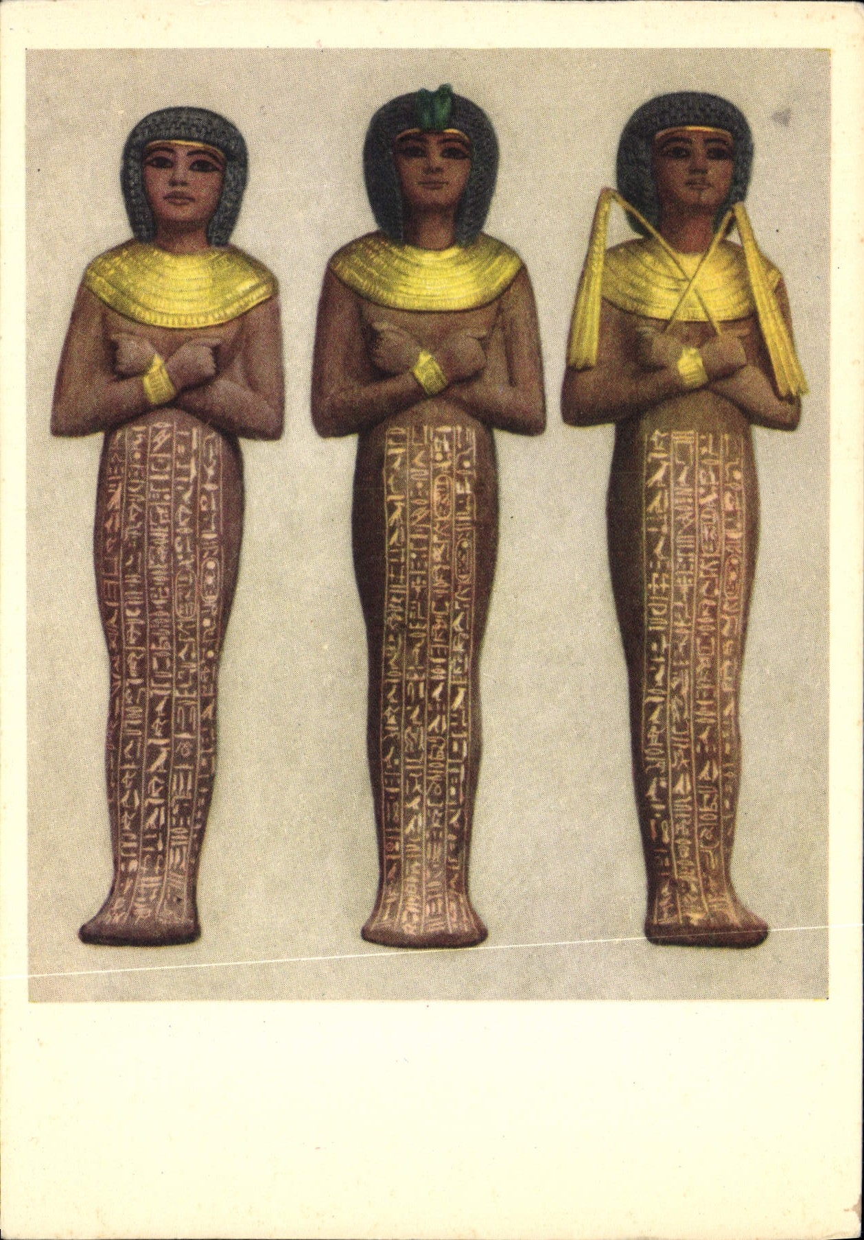 CPA Tut Ank Amen's Treasures Three Royal Shawabti Egypte