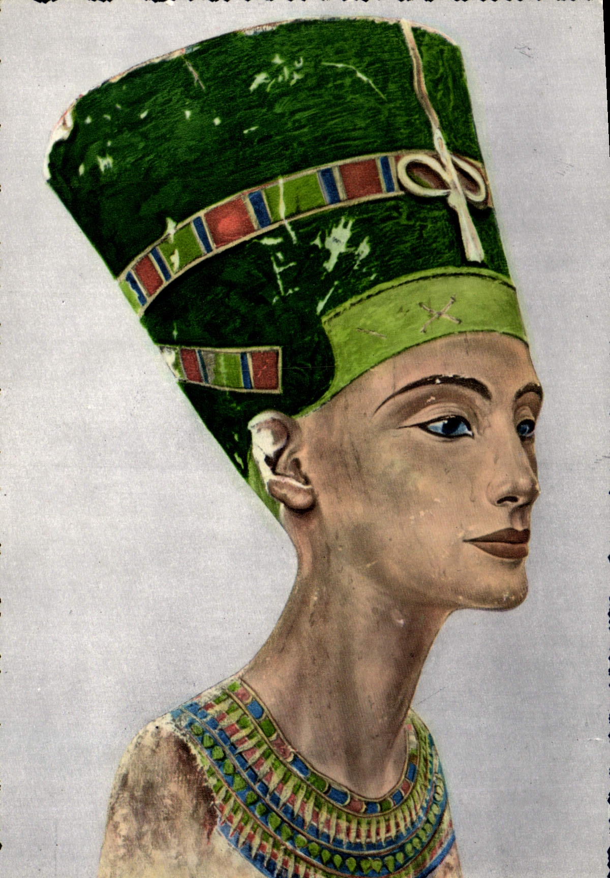 CPM Painted limestone bust of Queen Nefertiti wife of Echnaton Egypte