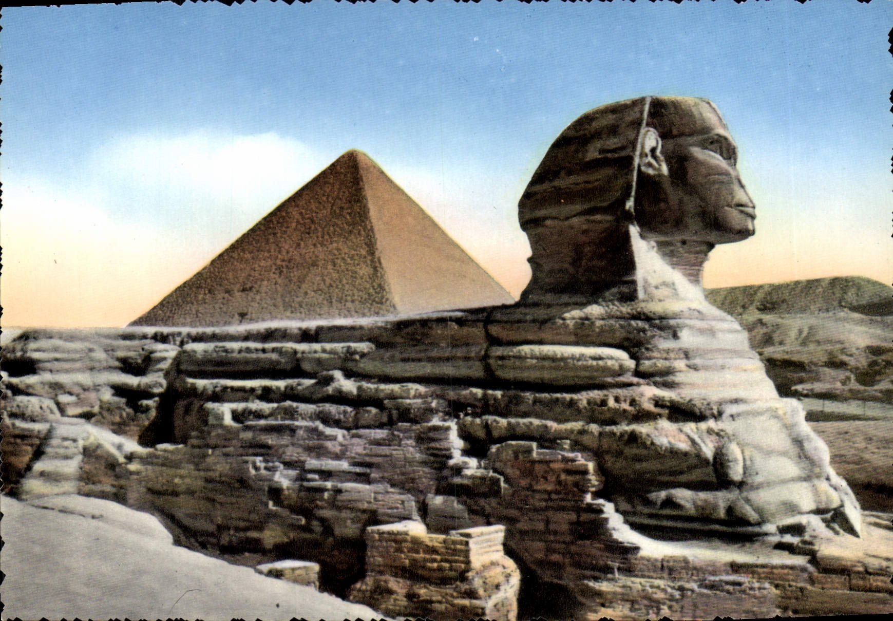MODERN CARD The Great Sphinx and Cheops Pyramid Egypt