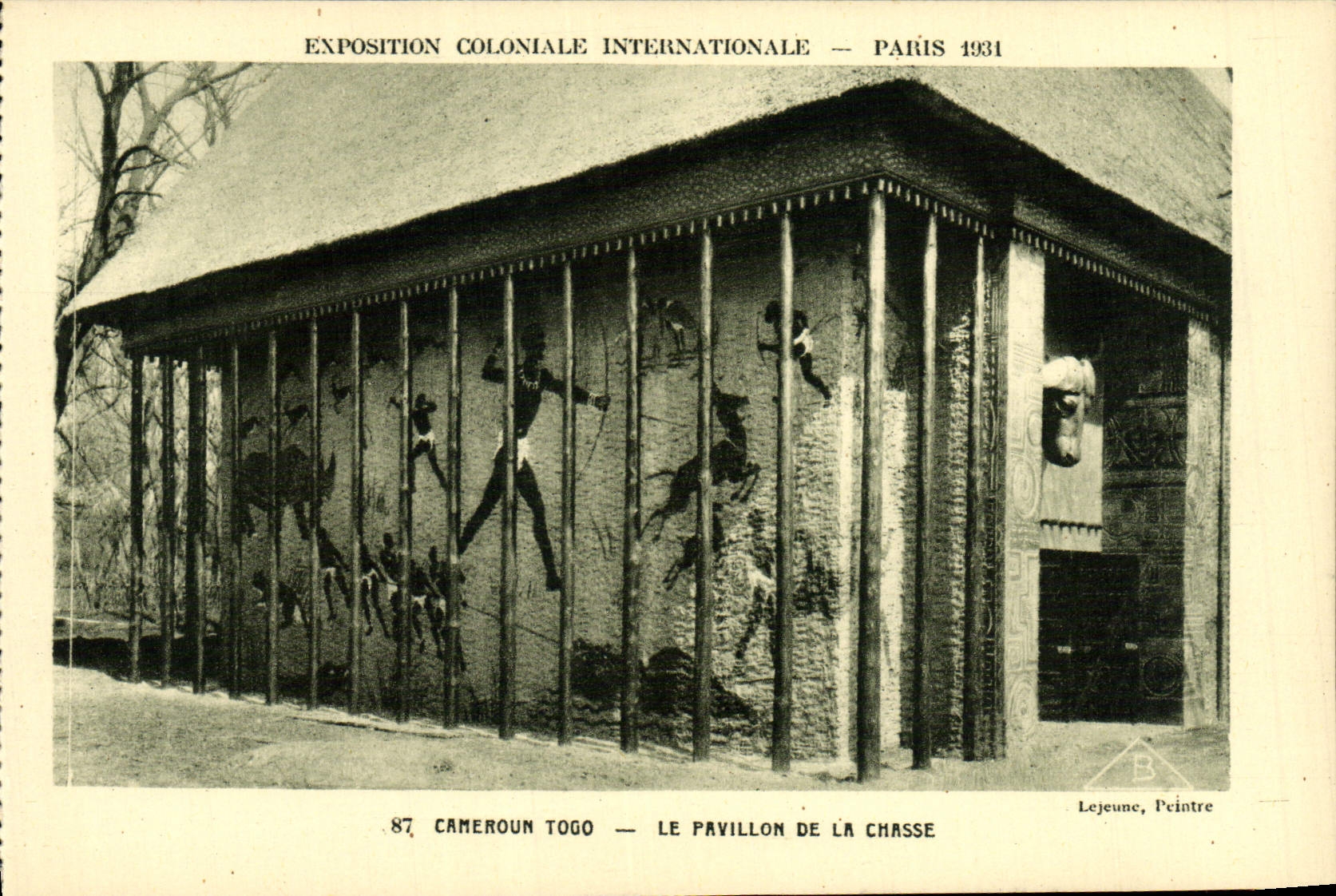 VINTAGE POSTCARD Fair Colonial International Paris 1931 Cameroun Togo Le hunting lodge