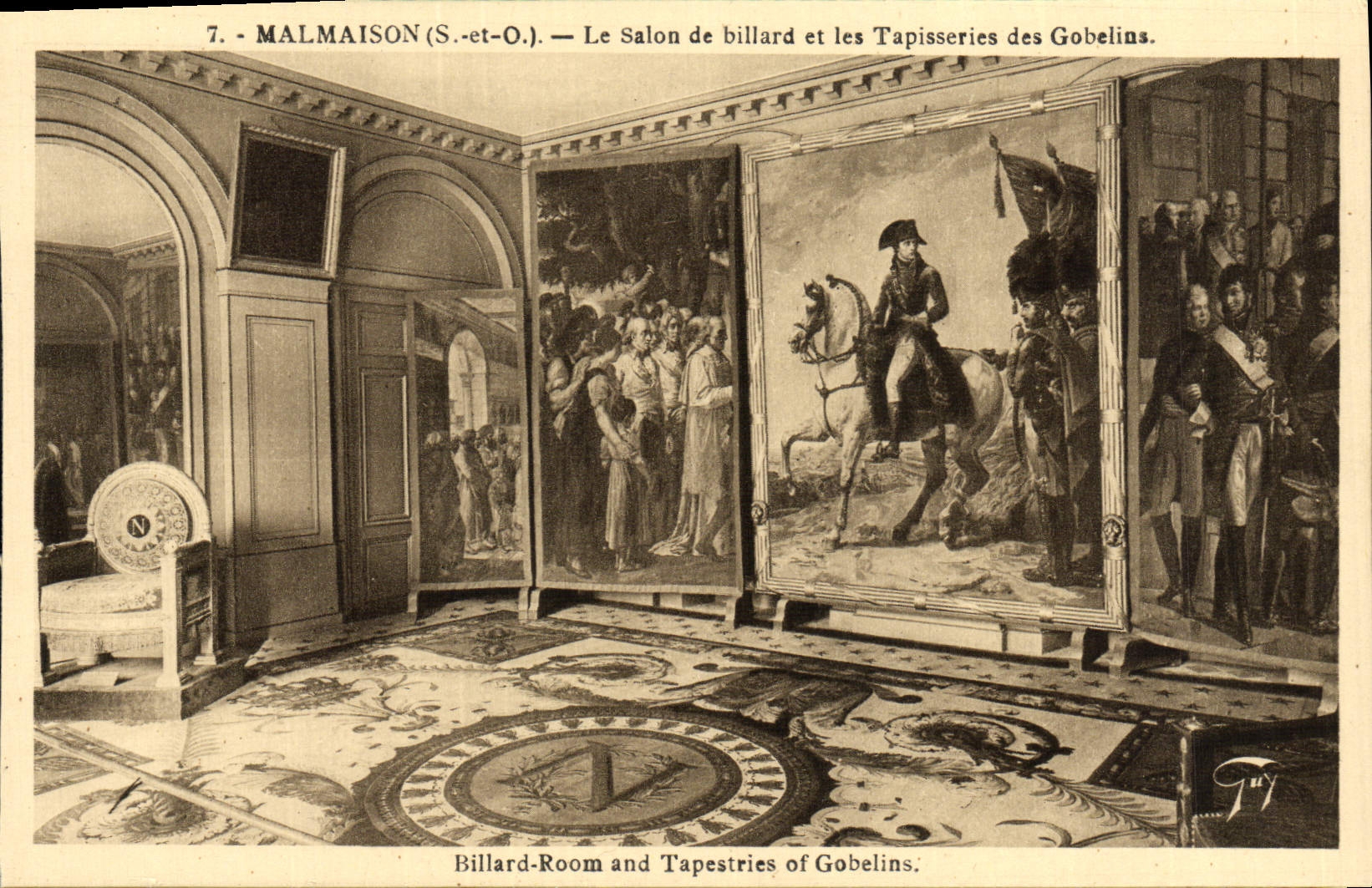 CPA Malmaison Le Salon de Billard et les tapisseries des Gobelins Napoleon 1er