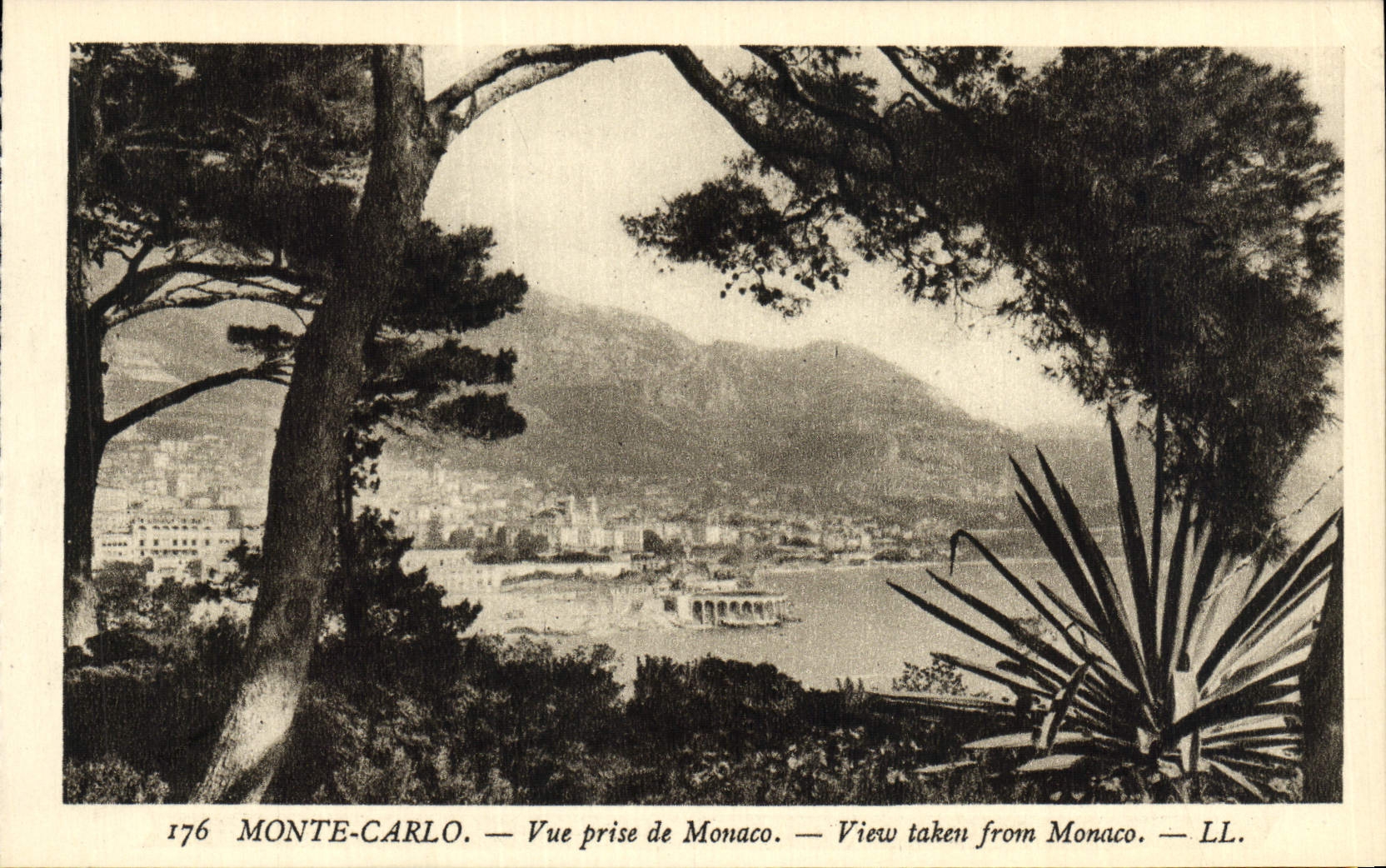 VINTAGE POSTCARD Monte Carlo Seen from of Monaco