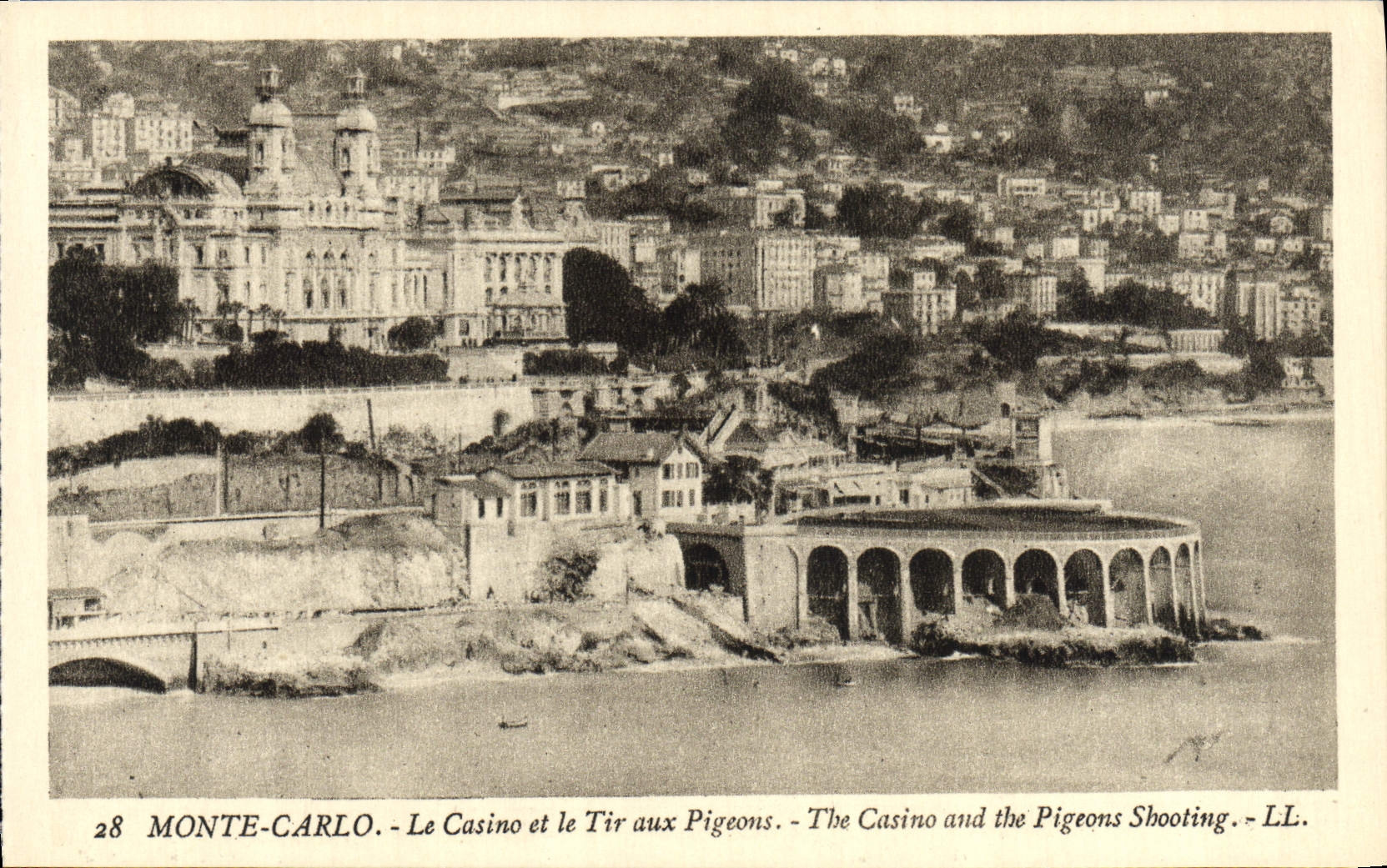 VINTAGE POSTCARD Monaco Monte Carlo the Casino and the Shooting With the Pigeons