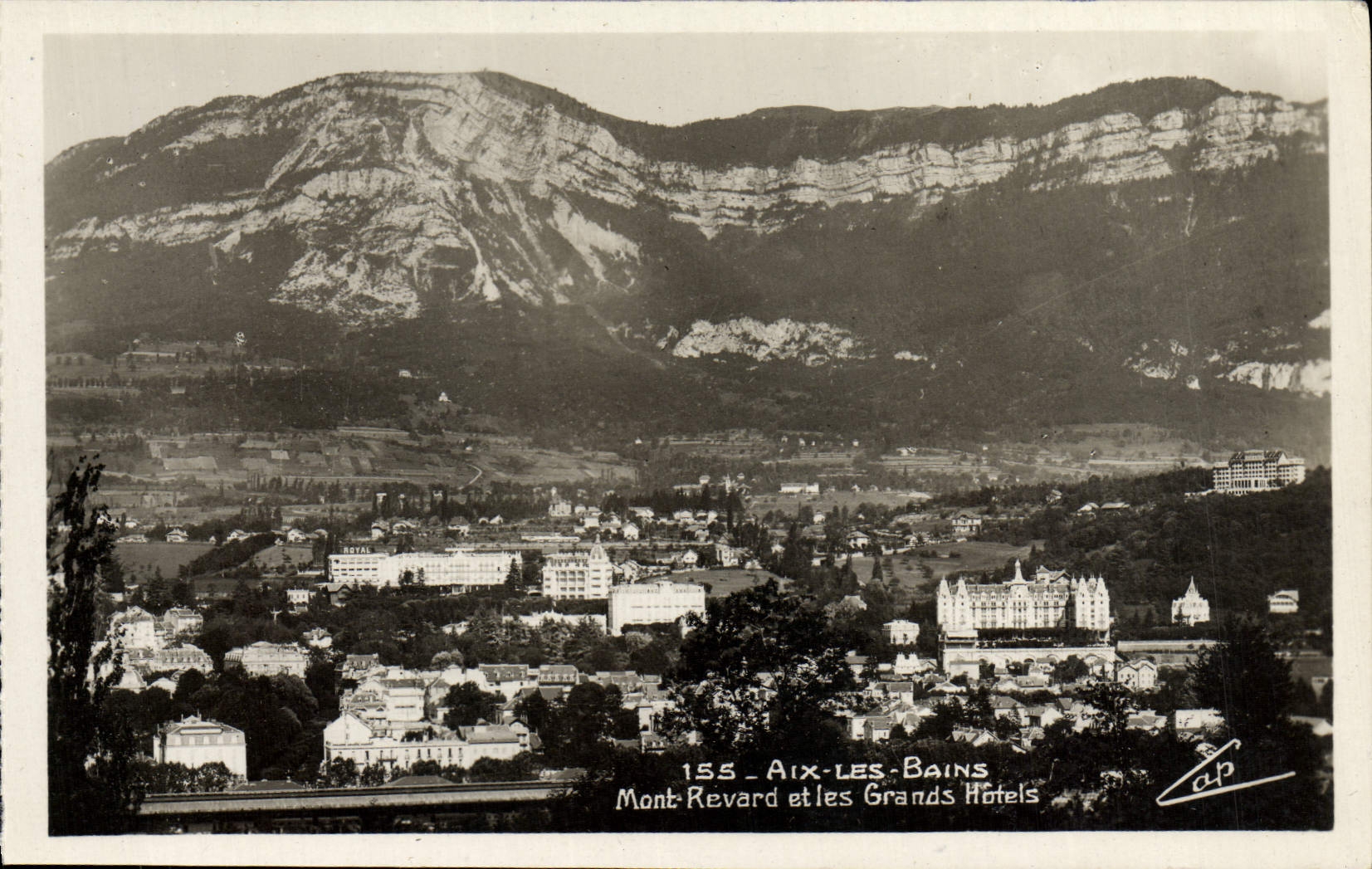 VINTAGE POSTCARD Aix Les Bains Mount Revard and Large Hotels