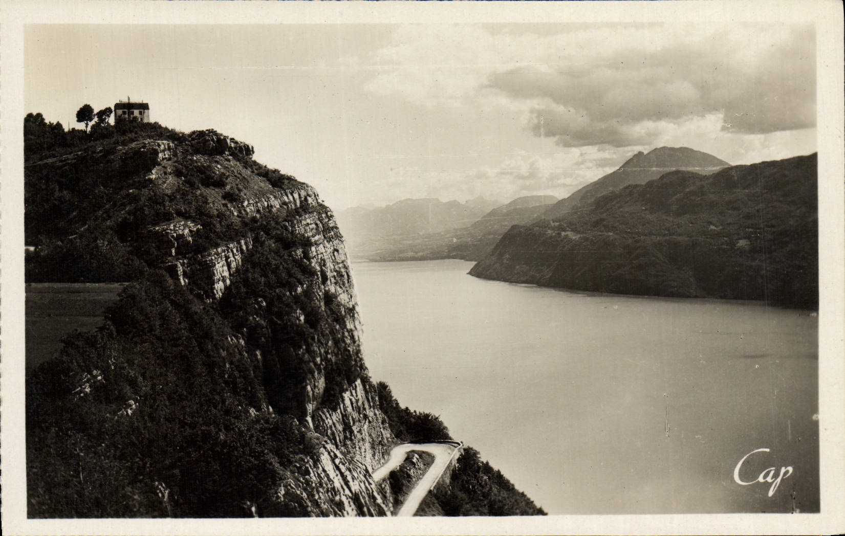 VINTAGE POSTCARD Aix les Bains the lake of Le Bourget Chambotte and the tooth of the cat