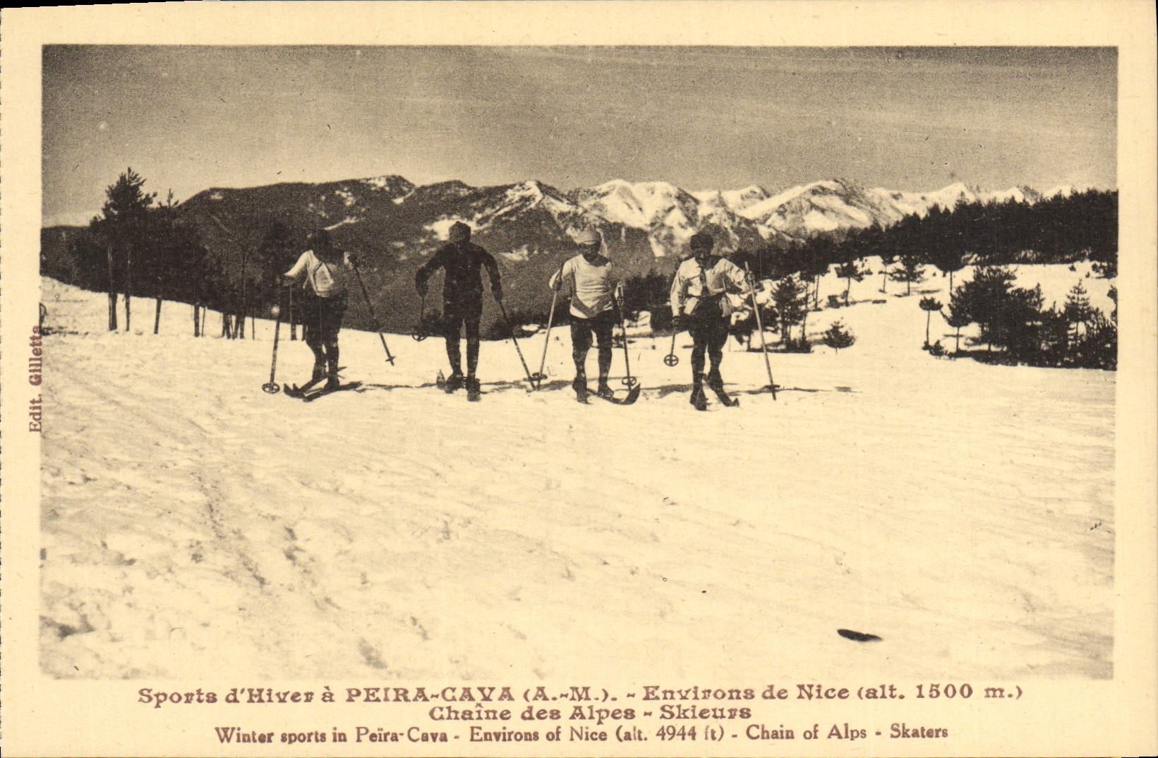 VINTAGE POSTCARD Peira Undermined Surroundings of Nice the Alpine range Skieurs Ski
