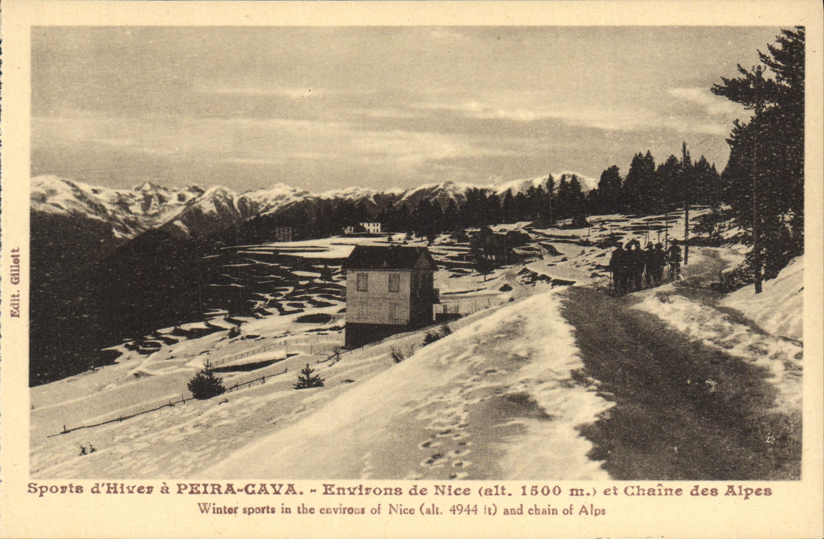 VINTAGE POSTCARD Peira Undermined Surroundings of Nice and the alpine range Ski