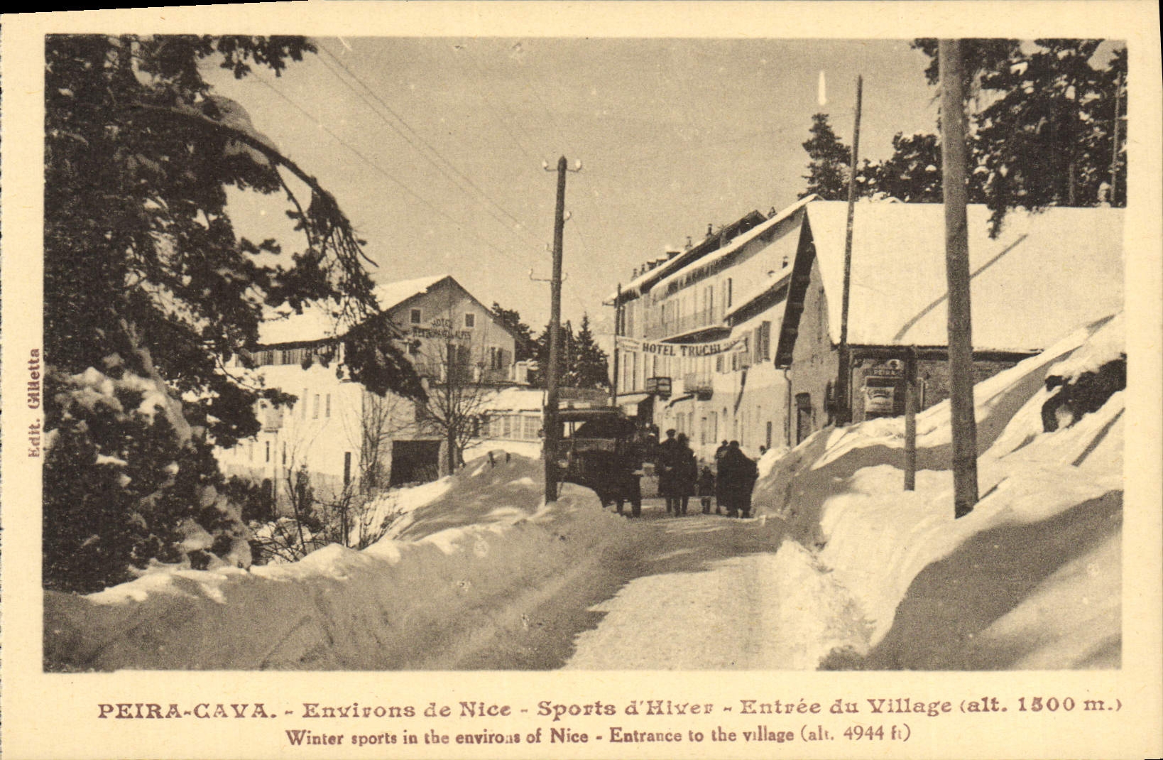 CPA Peira Cava Environs de Nice Sports d'Hiver Entree du village