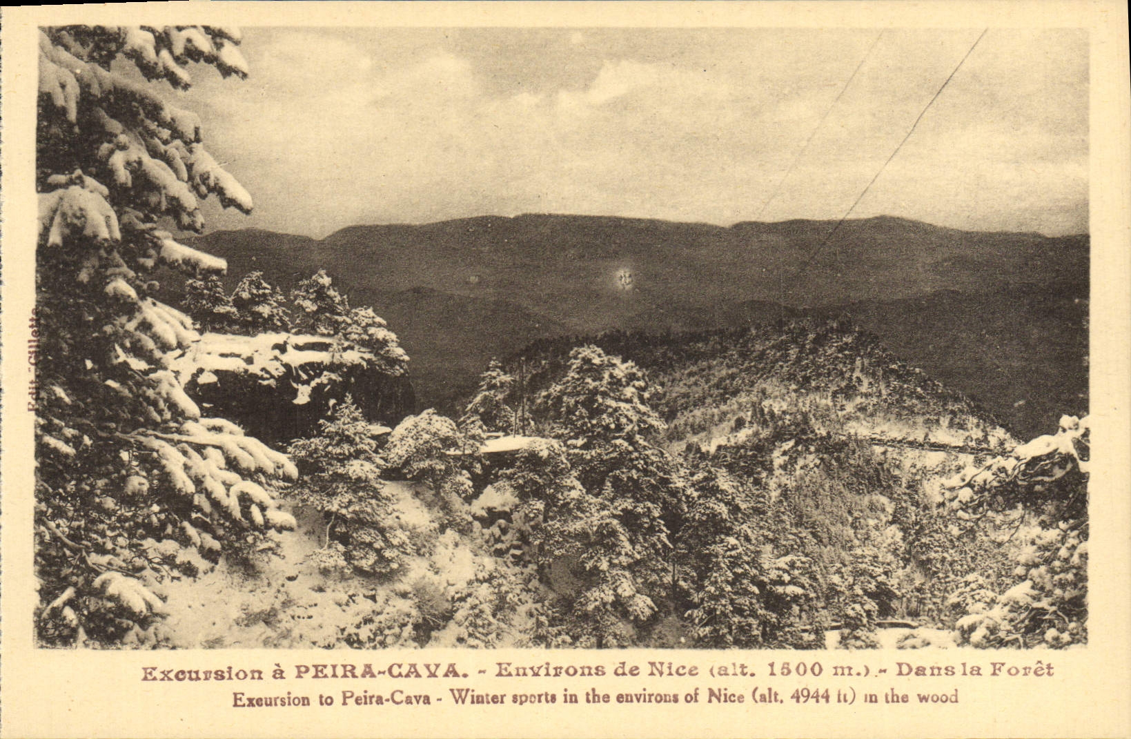 VINTAGE POSTCARD Peira Undermined Surroundings of Nice Winter sports In the drill