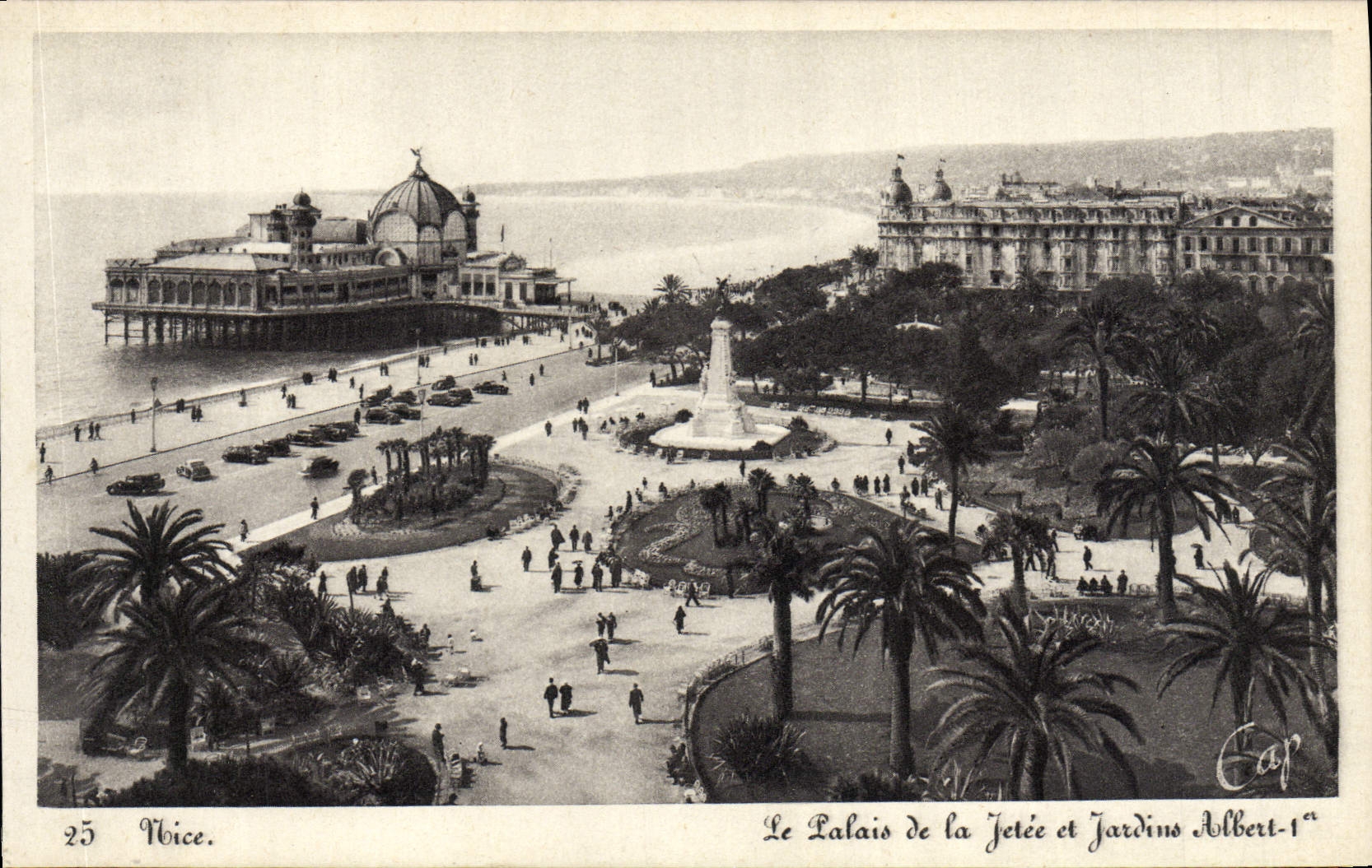 VINTAGE POSTCARD Nice the Palate of the Pier and Gardens Albert 1st