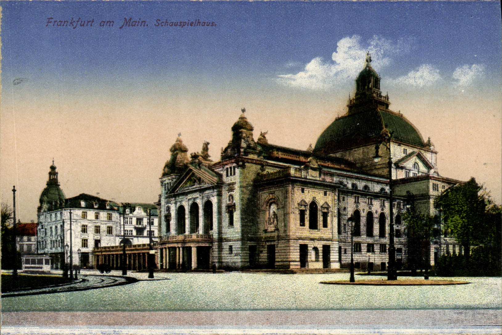 VINTAGE POSTCARD Frankfuri amndt Schauspielhaus Hand