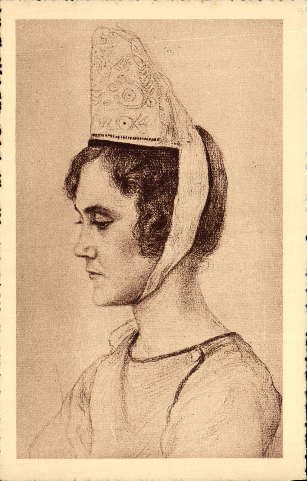 CPA Tetes de Bretagne Folklore Costume