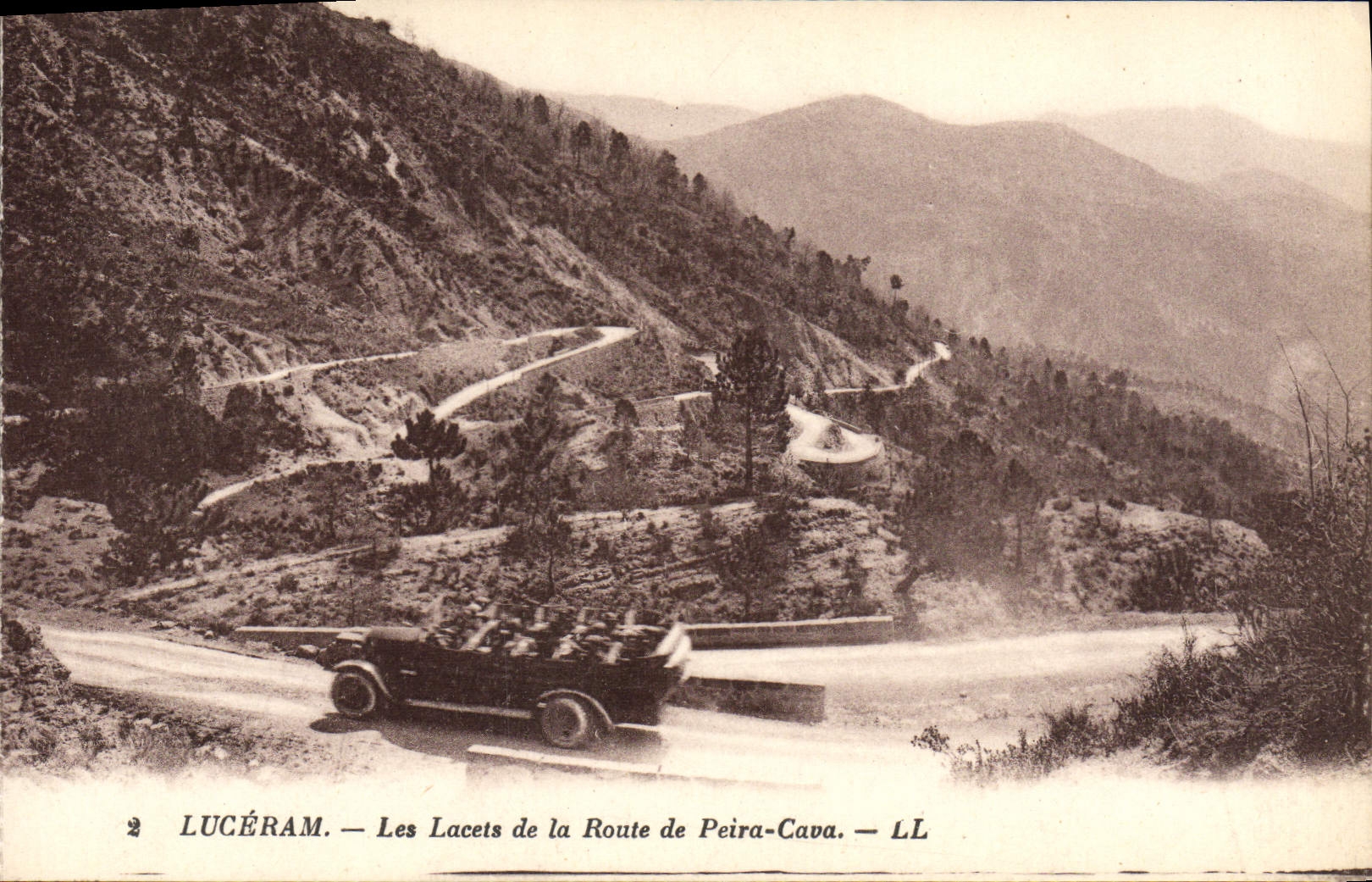 VINTAGE POSTCARD Luceram the Laces of the Road of Peira Undermined Automobile