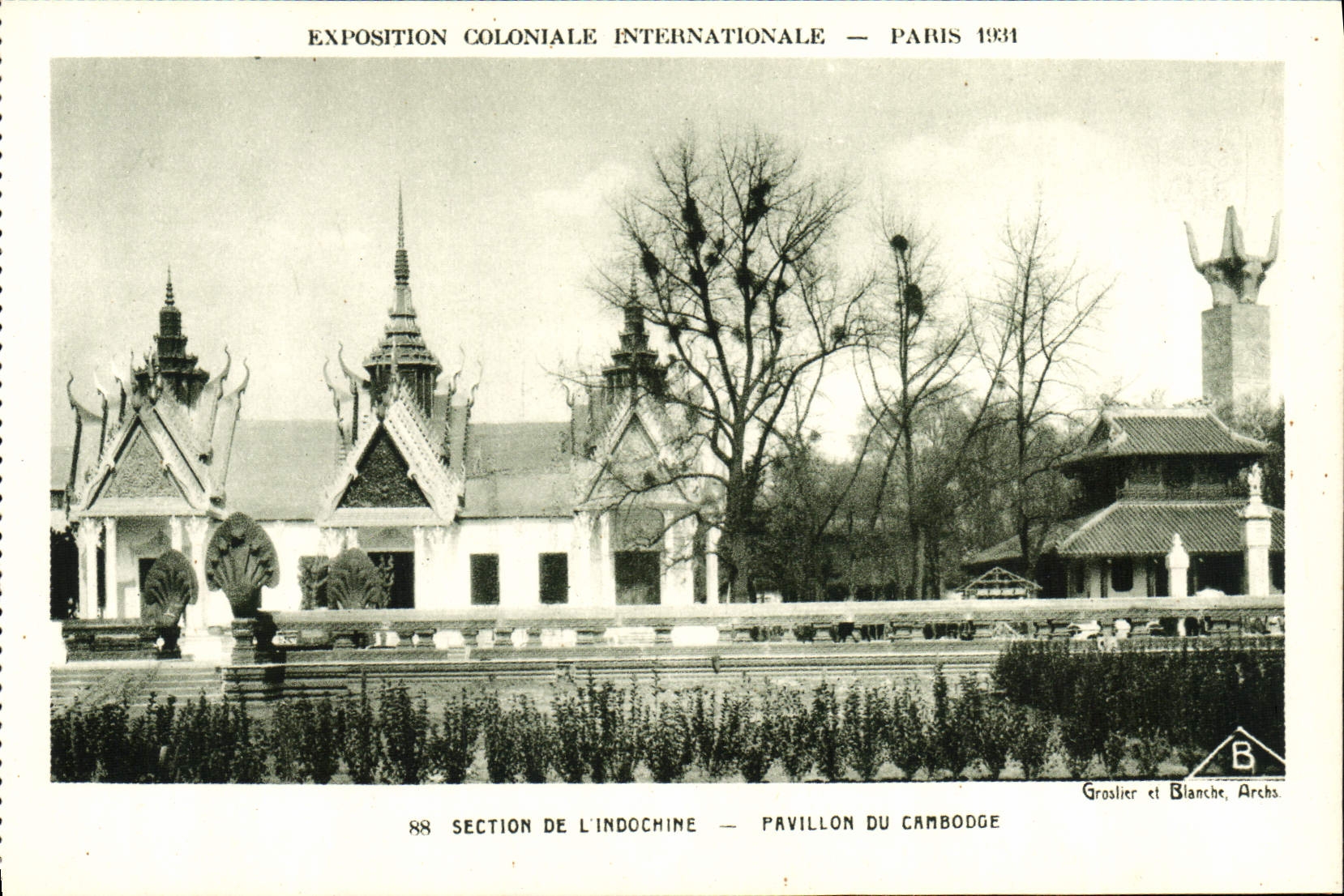 VINTAGE POSTCARD Expostion Colonial International Paris 1931 Section of Indo-China House of Kampuchea