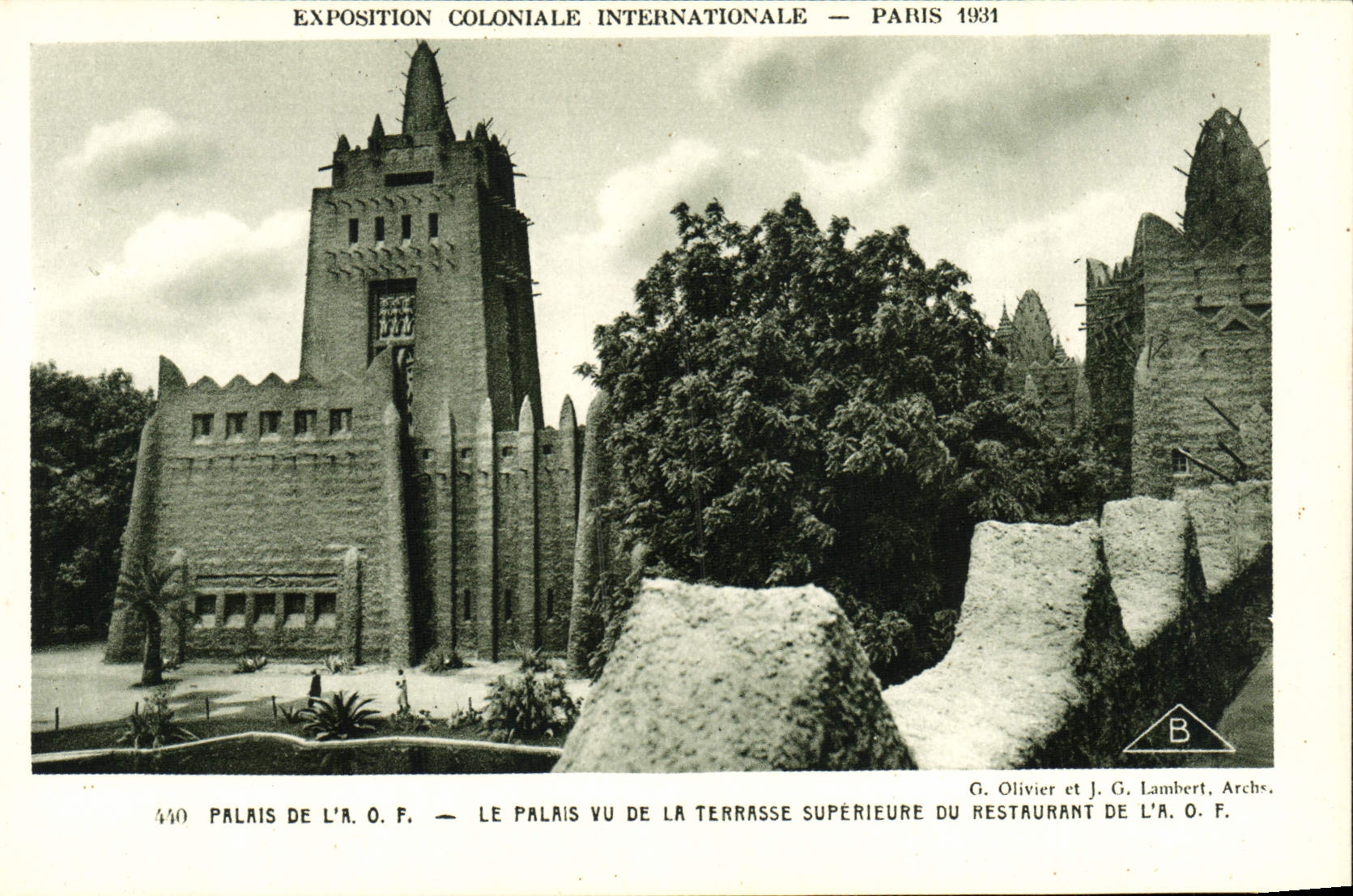 VINTAGE POSTCARD Expostion Colonial International Paris 1931 Palais of the Restoring AOF Terrace