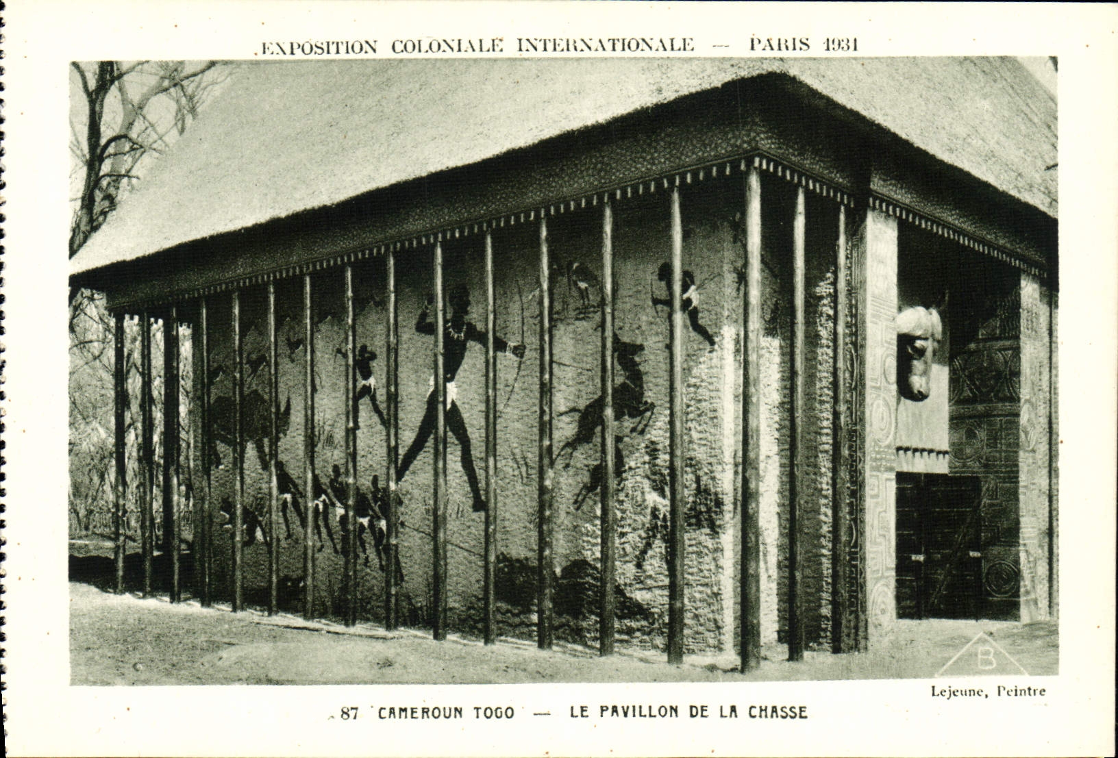 VINTAGE POSTCARD Expostion Colonial International Paris 1931 Cameroun Togo Le hunting lodge