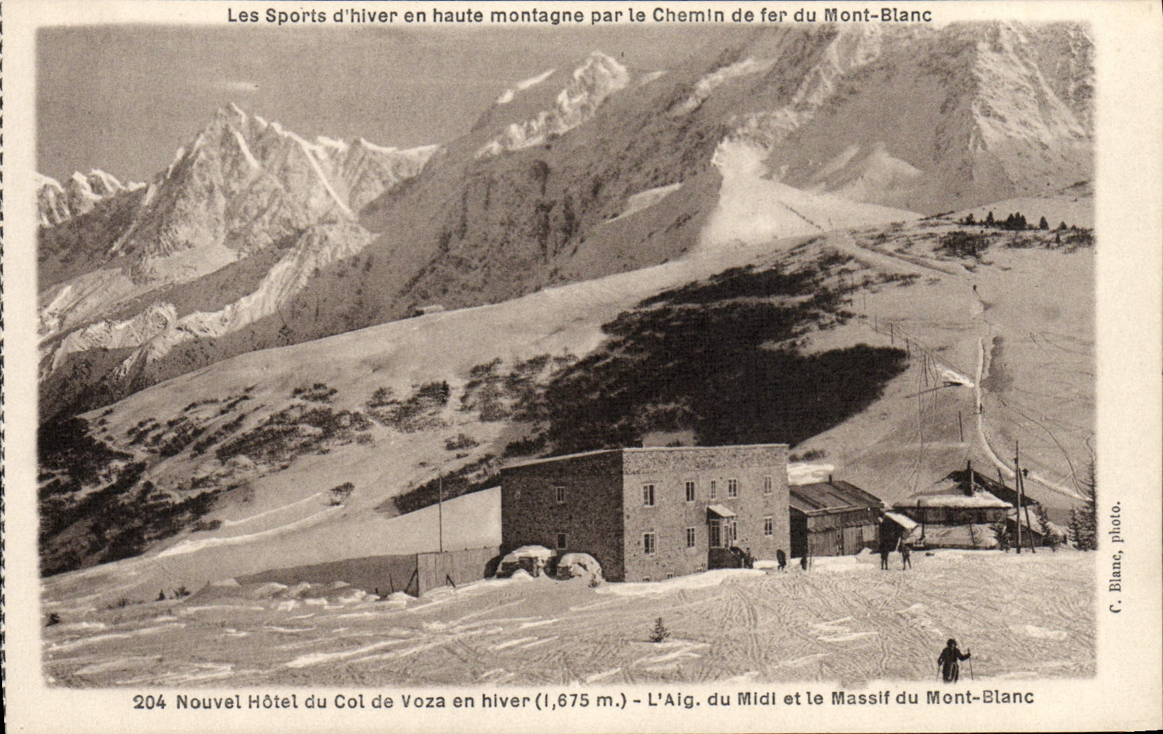 Hotel de la POSTAL de la VENDIMIA nuevo del collar de Voza en invierno la aguja de la masa del sur y sólida de Mont Blanc