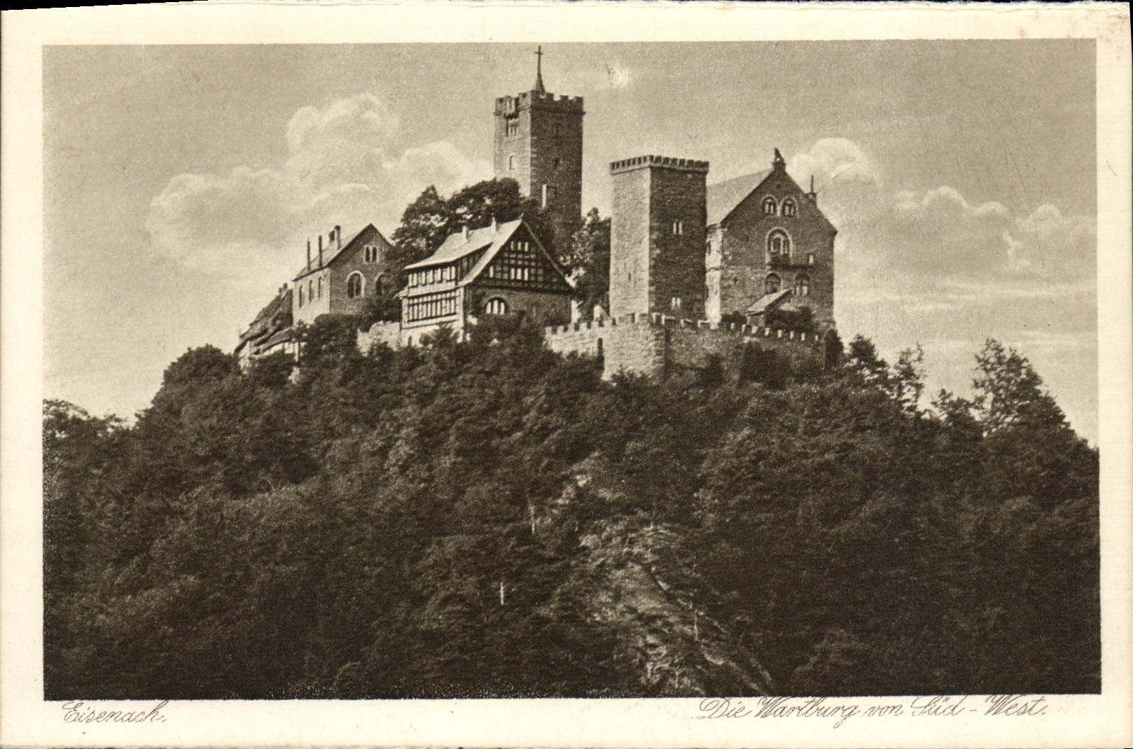 VINTAGE POSTCARD Eisenach Die Wartburg von Southern West