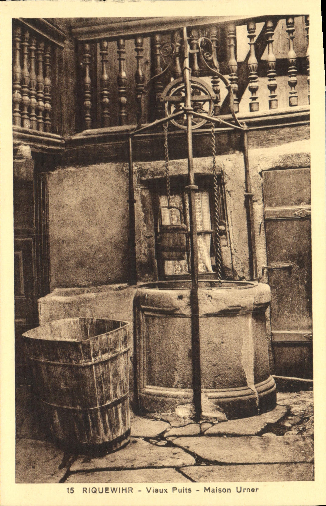 VINTAGE POSTCARD Riquewihr Old well Urner House