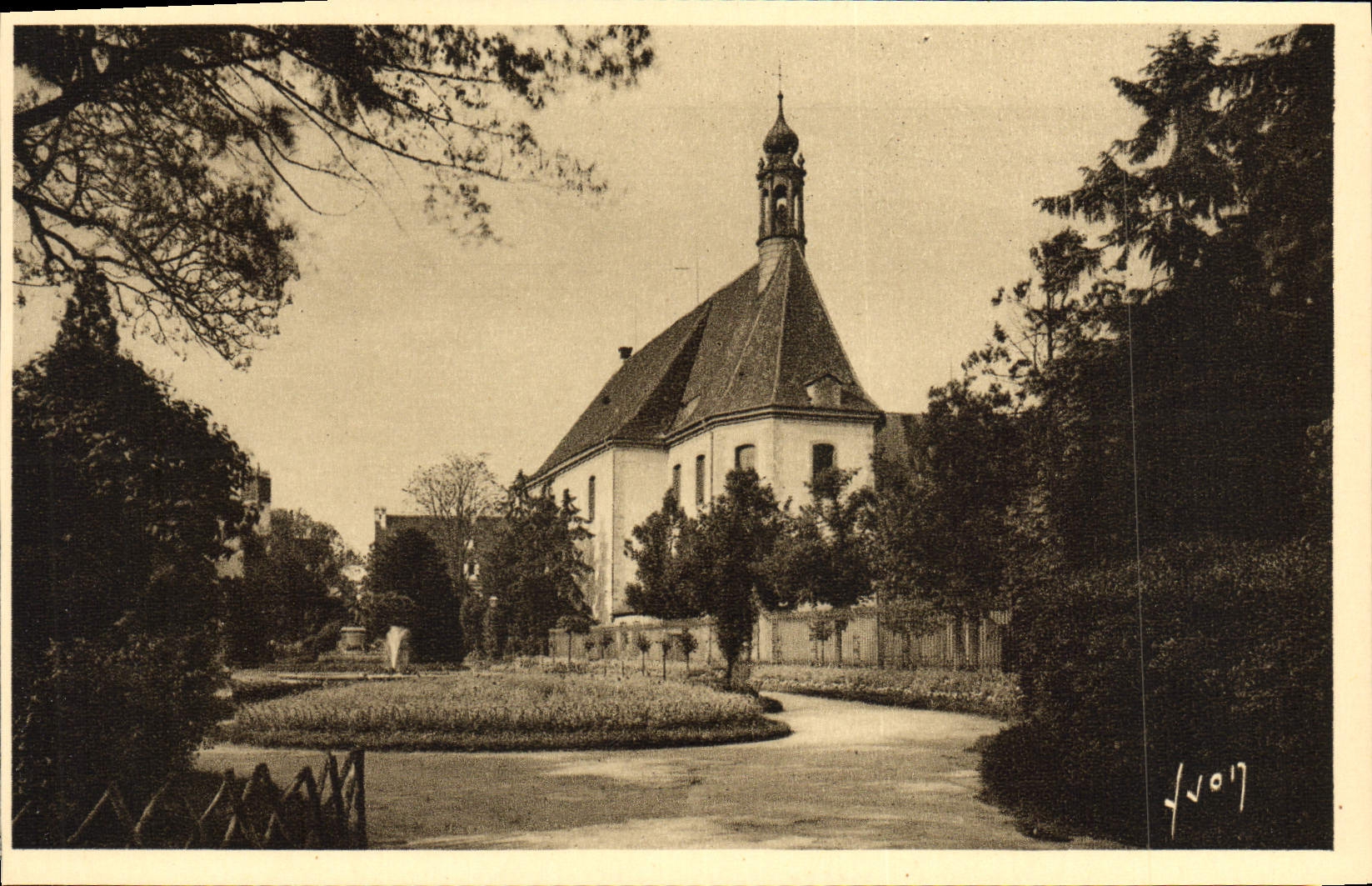 VINTAGE POSTCARD Colmar Church and Park of the Bartholdi College