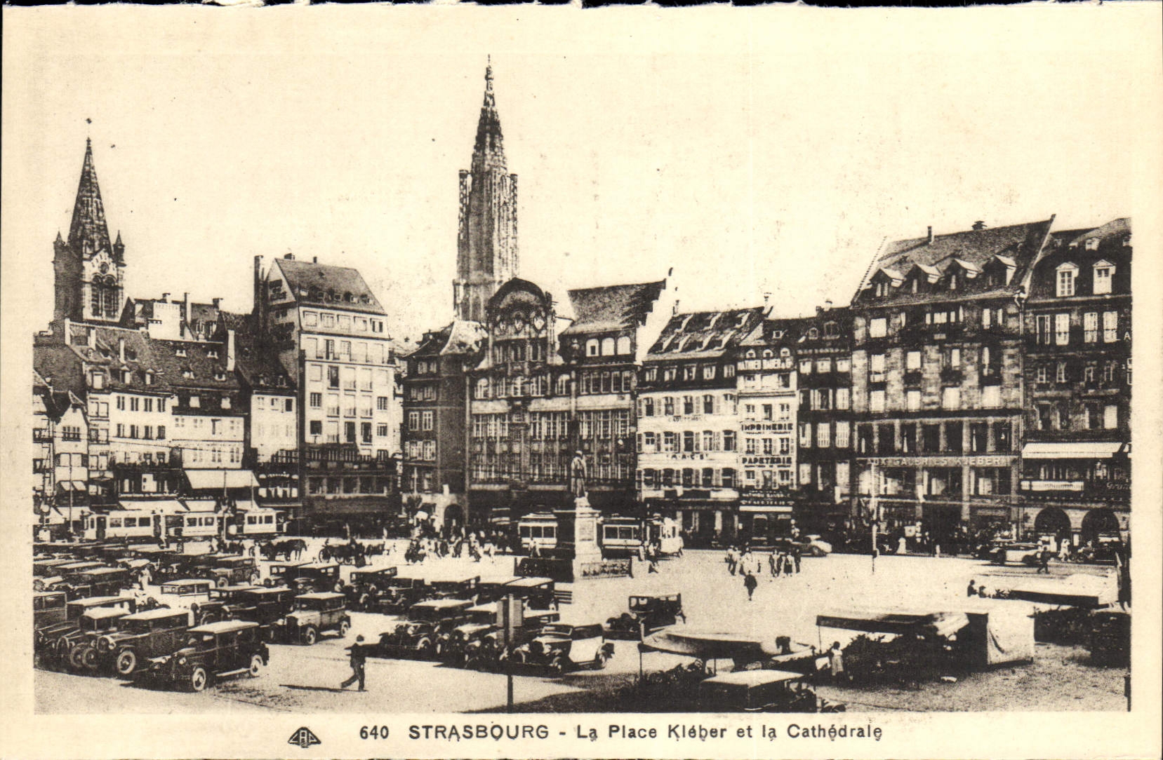 VINTAGE POSTCARD Strasbourg the Kleber Place and the Cathedral