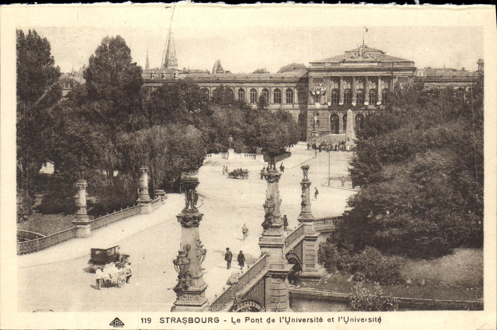 VINTAGE POSTCARD Strasbourg the Bridge of the University and the university
