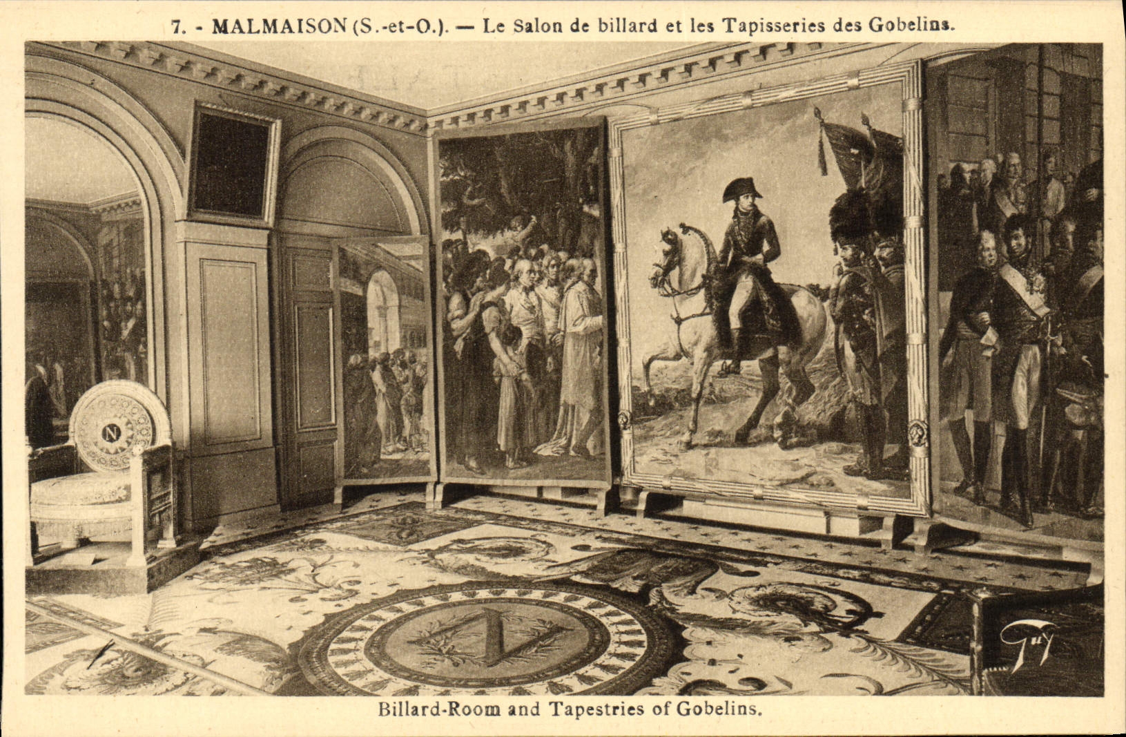 CPA Malmaison Le salon de billard et les tapisseries des Gobelins Napoleon