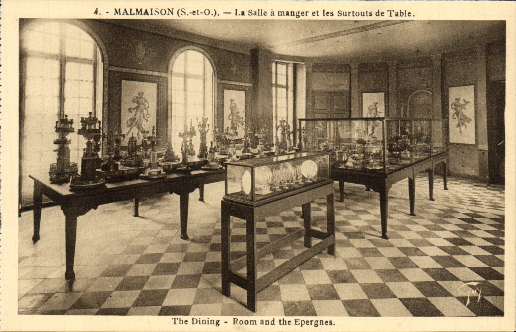 VINTAGE POSTCARD Malmaison Dining room and Surtours de Table