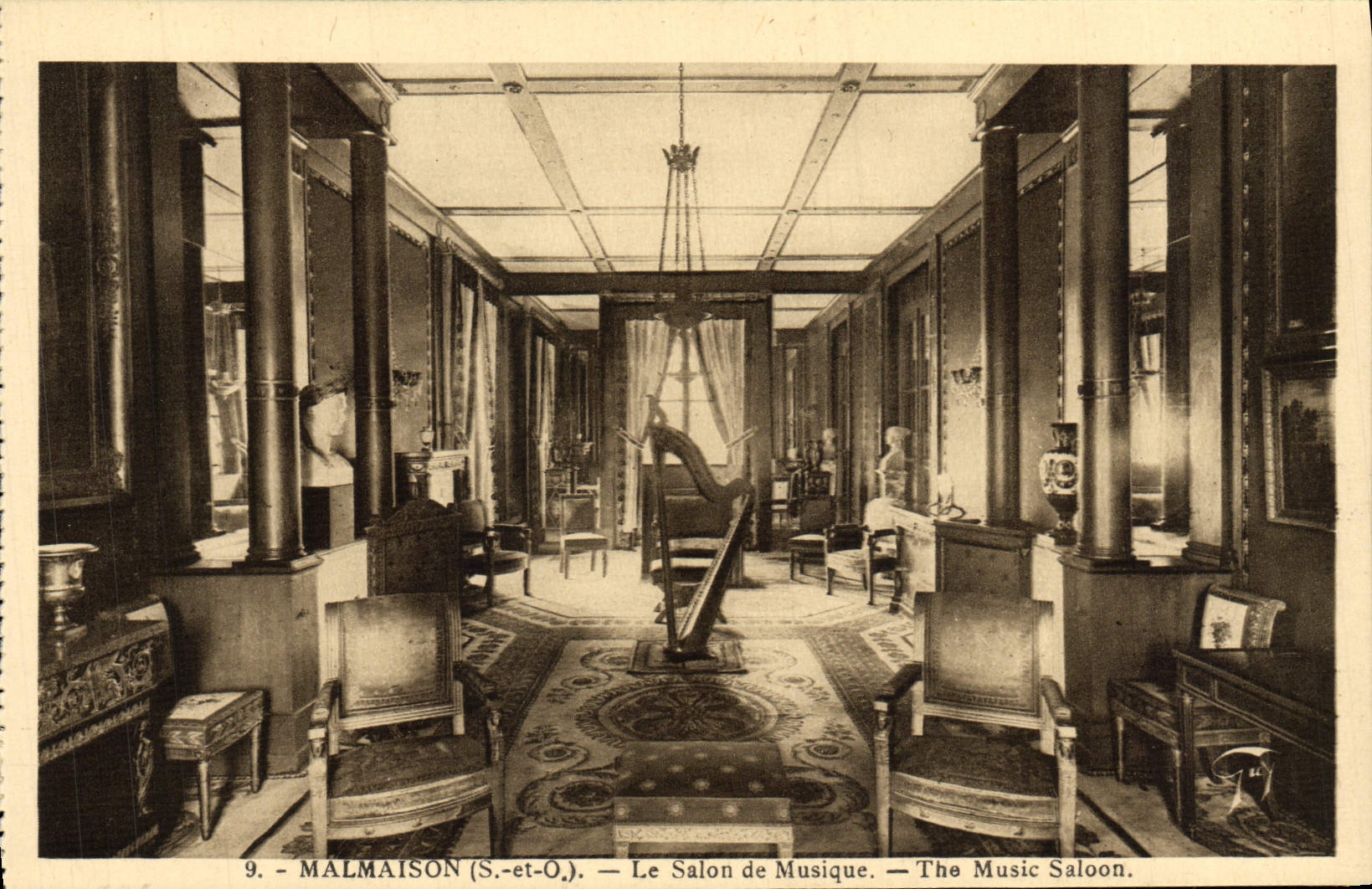 VINTAGE POSTCARD Malmaison the Living room of Music Grips