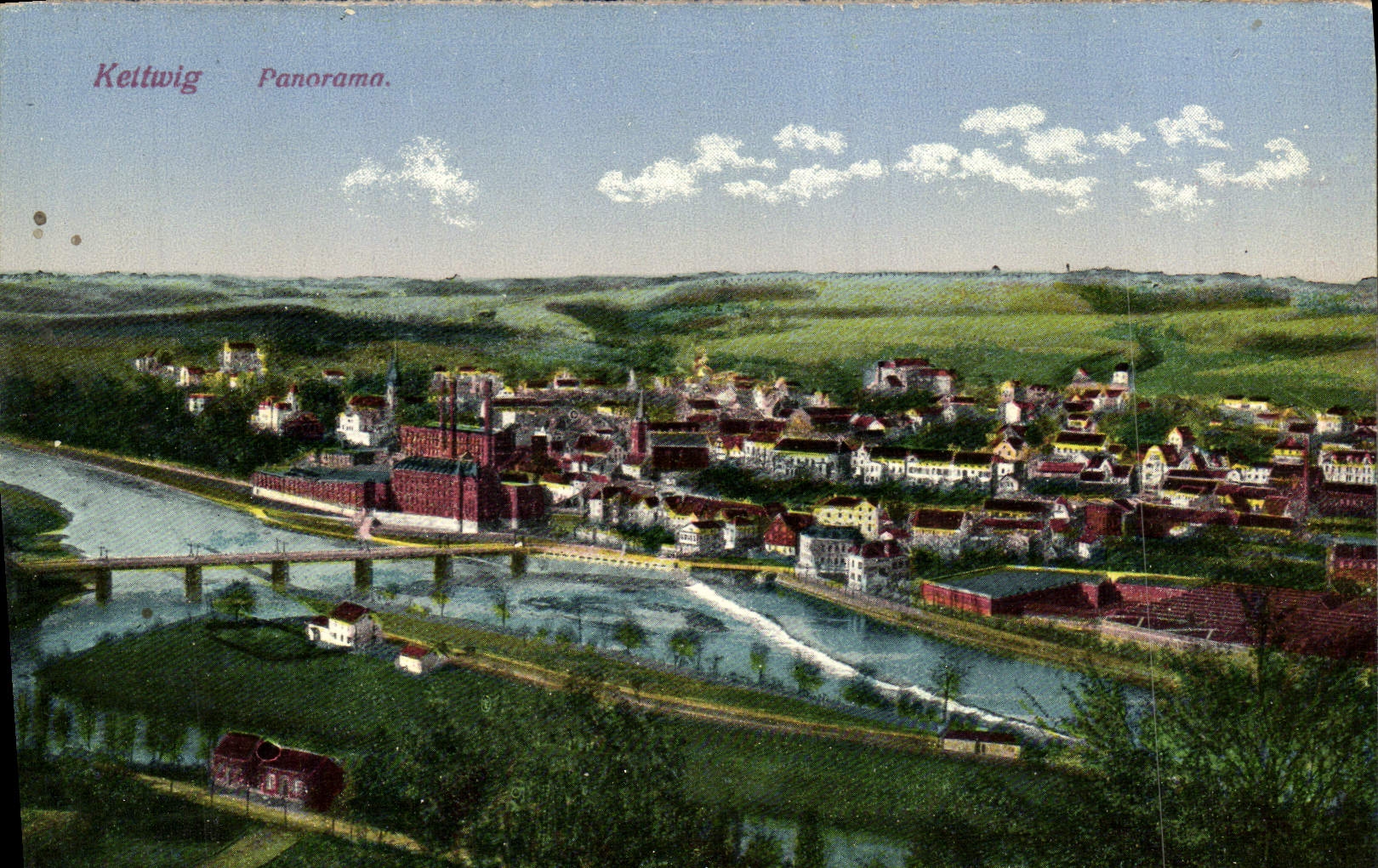 VINTAGE POSTCARD Kettwig Panorama