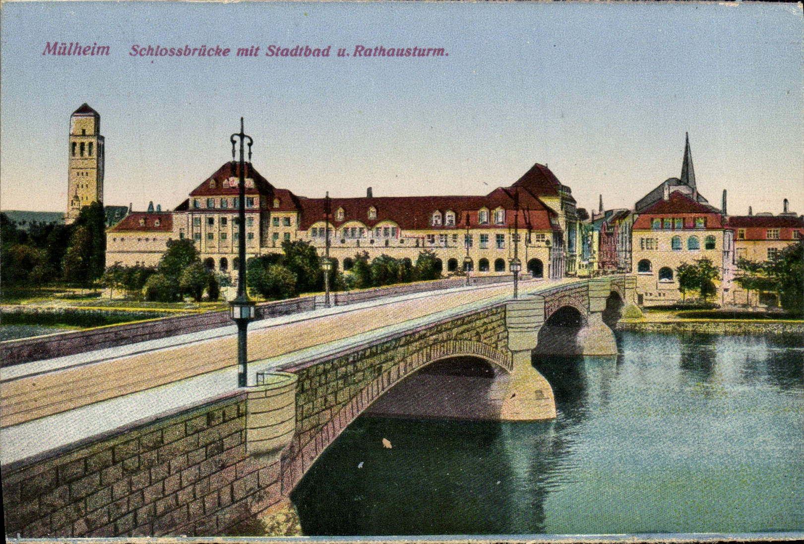 VINTAGE POSTCARD Muthen Schlossbrdche MIT stadtbad