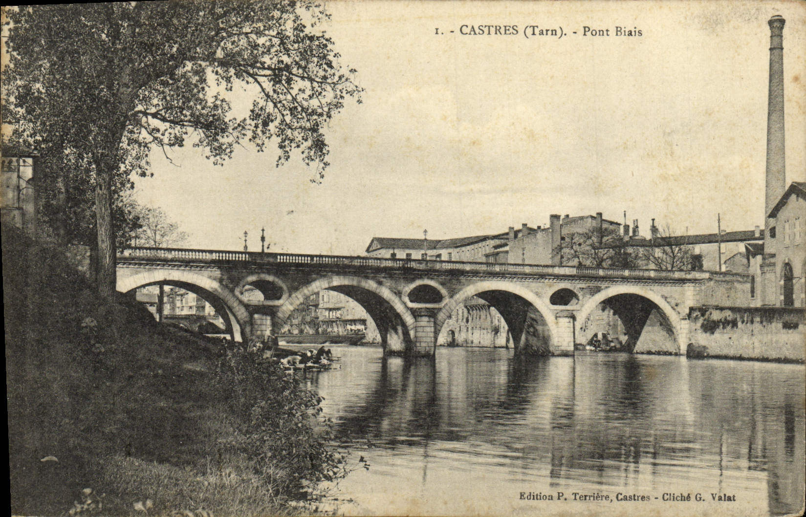 VINTAGE POSTCARD Castres Oblique Bridge