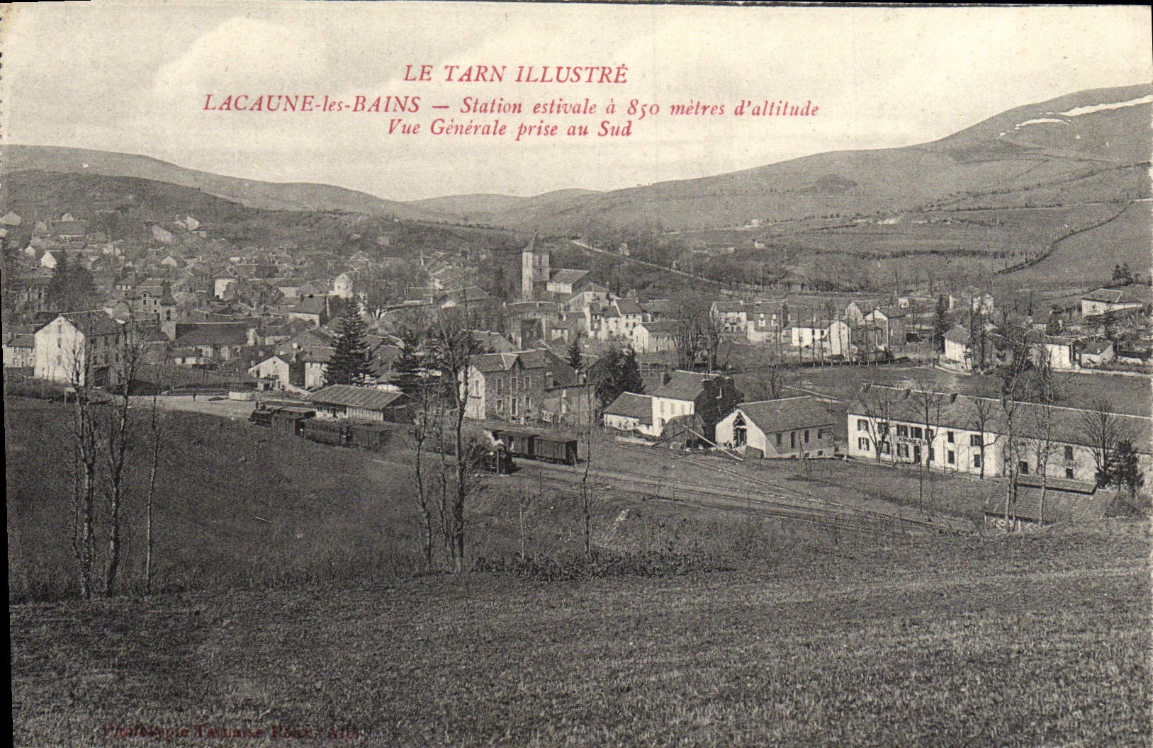 VINTAGE POSTCARD Lacaune les Bains estival Station View taken in the South Train