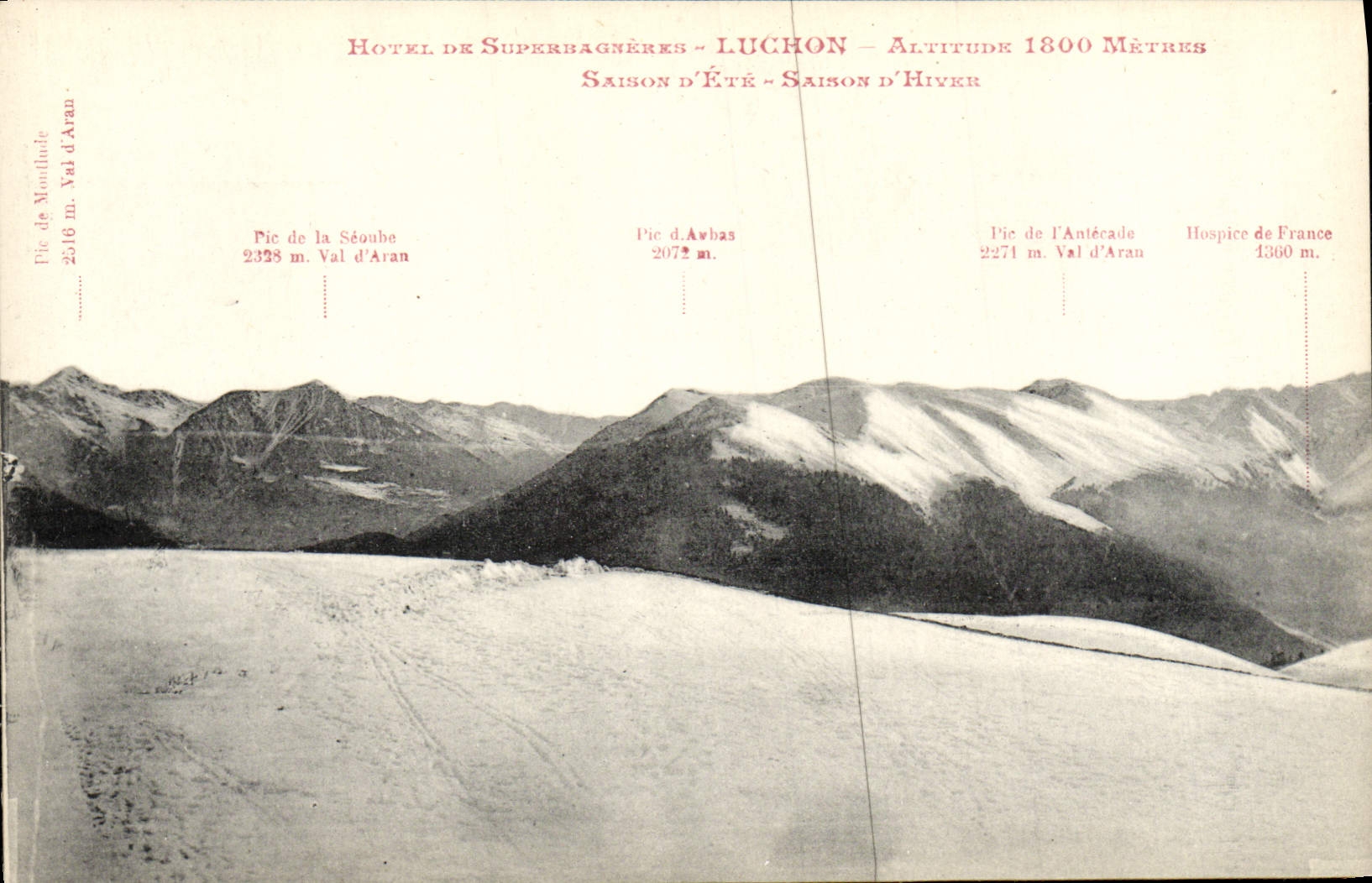 VINTAGE POSTCARD Hotel of Superbagneres Luchon