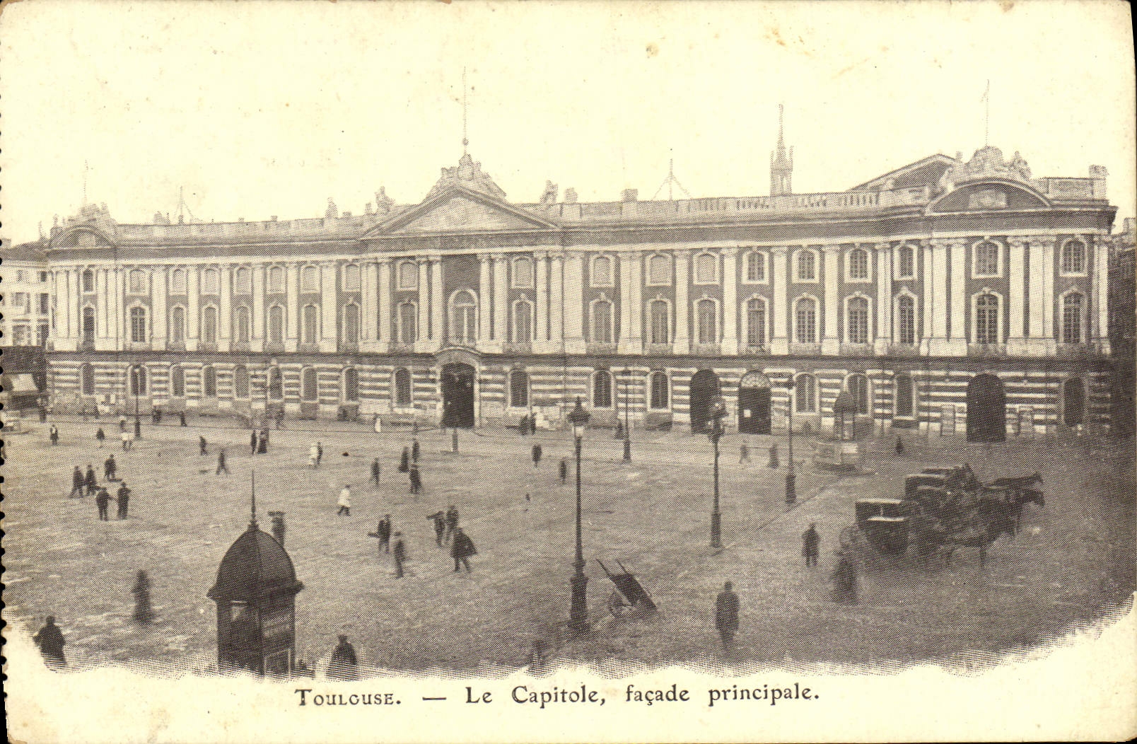 Ataque frontal del principal de Toulouse Capitole de la POSTAL de la VENDIMIA