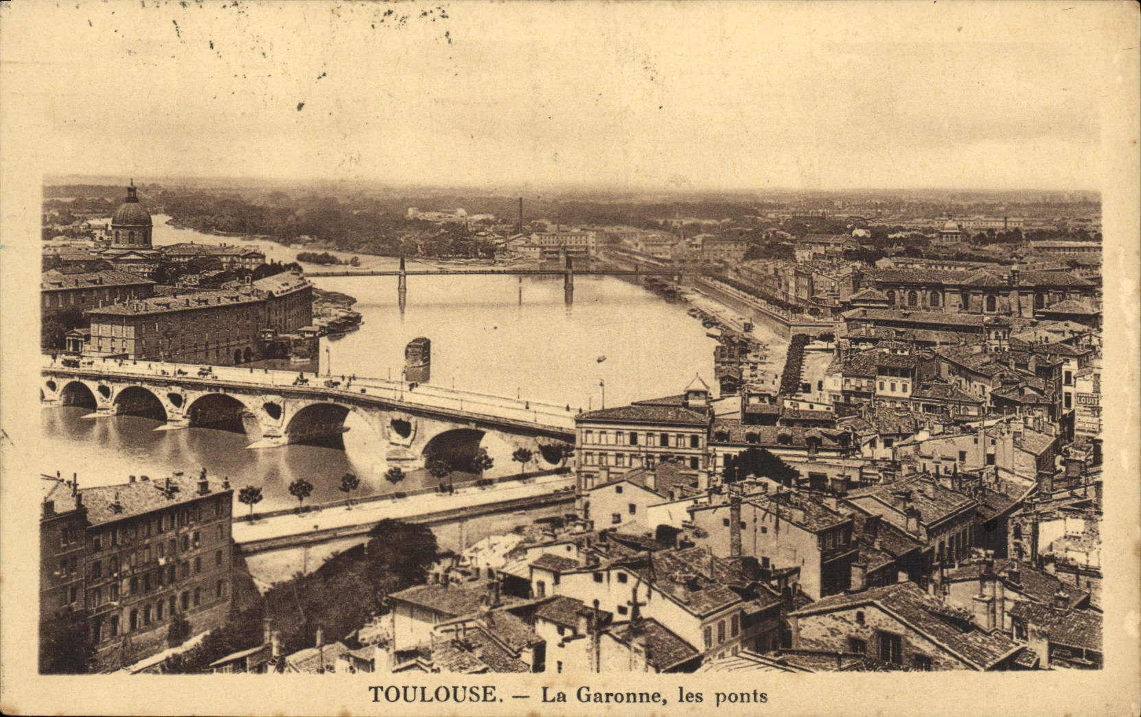 POSTAL Toulouse de la VENDIMIA los puentes de Garona