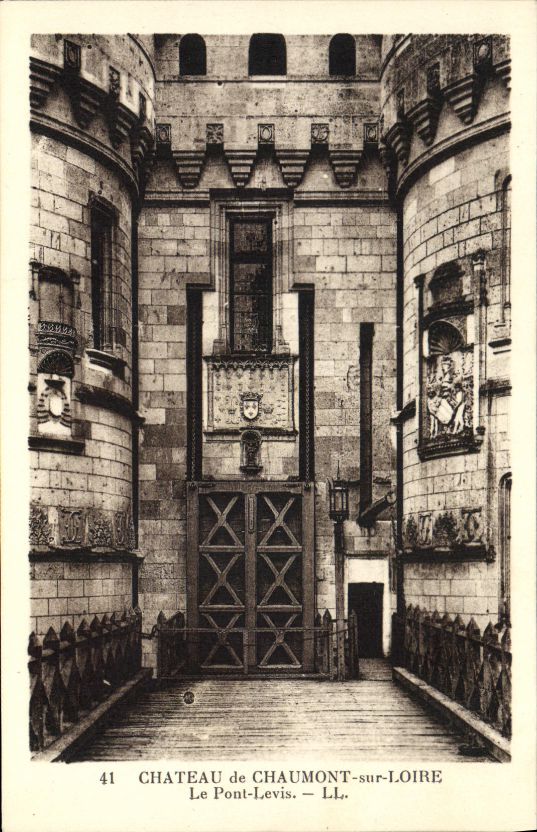 POSTAL Chaumont de la VENDIMIA en el castillo de Loire los levis del puente