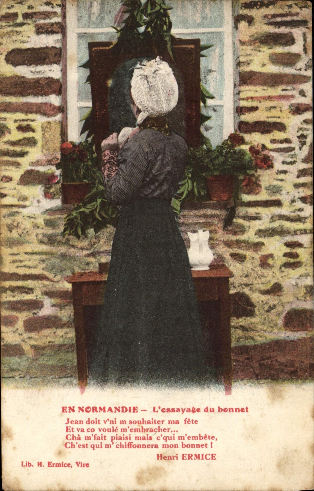 CPA En Normandie L'Essayage Du Bonnet Folklore 