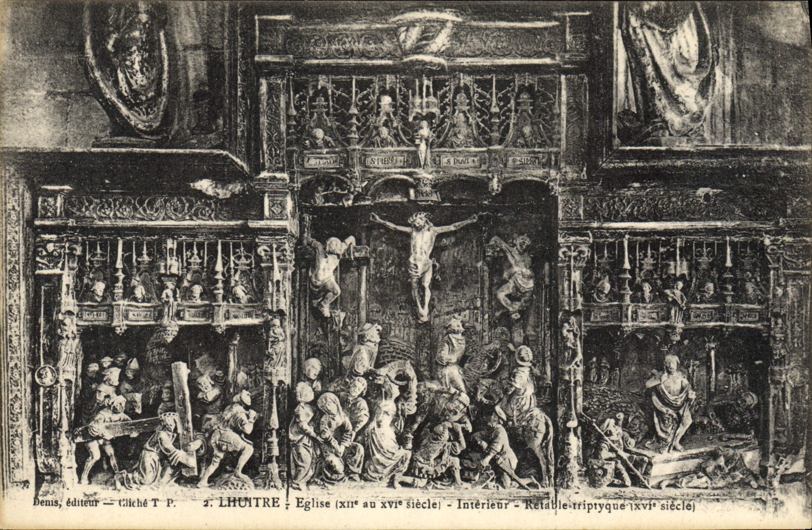 VINTAGE POSTCARD Lhuitre Church Interior Retable triptych