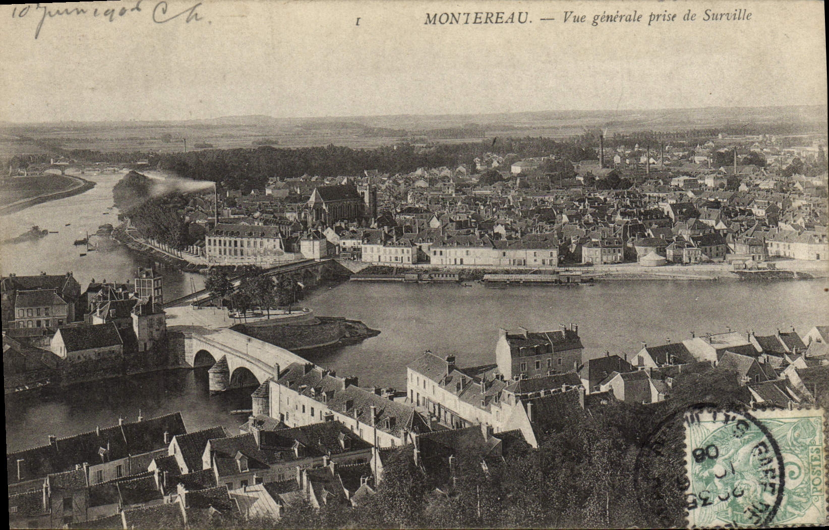 VINTAGE POSTCARD Montereau View Taken De Surville