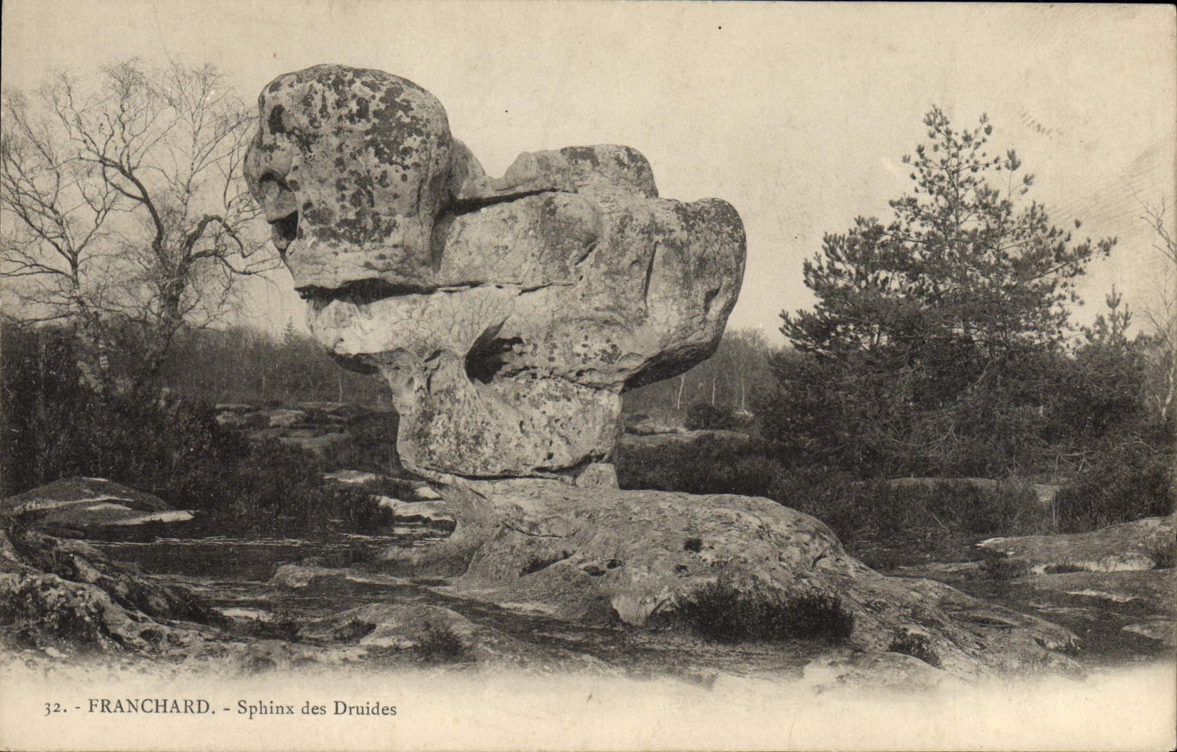 VINTAGE POSTCARD Franchard Sphinx Of the Druids