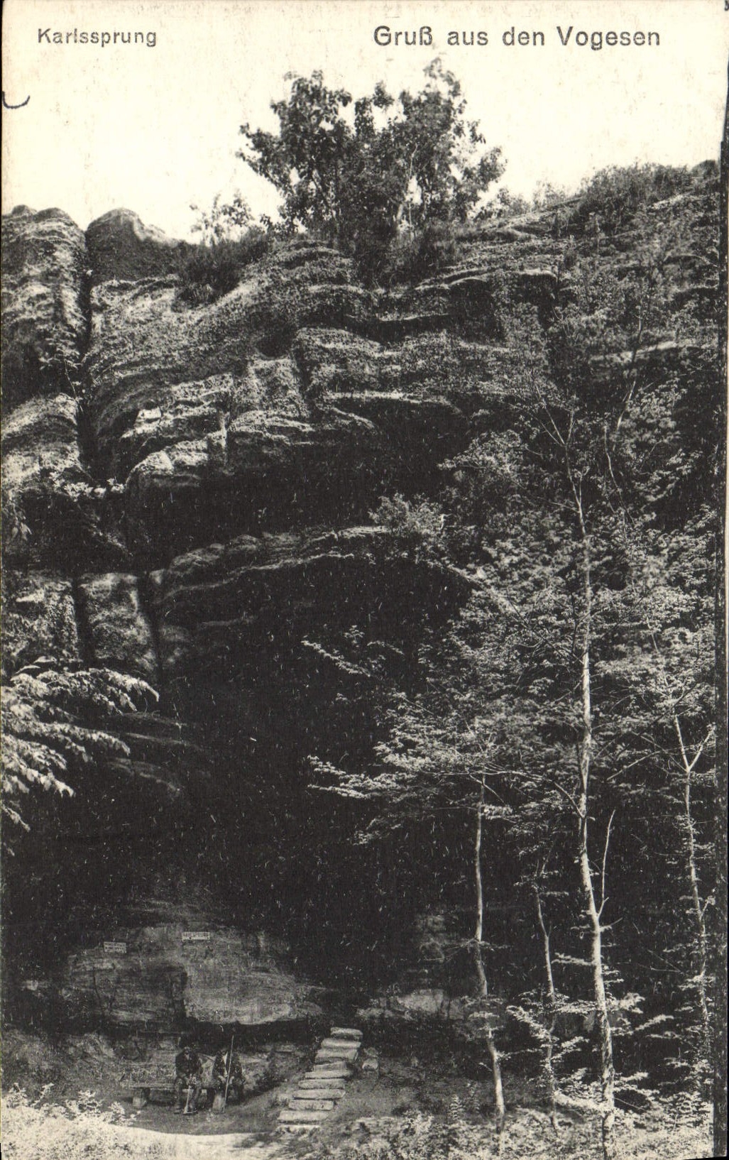 VINTAGE POSTCARD Karlssprung Gruss aus Den Vogesen